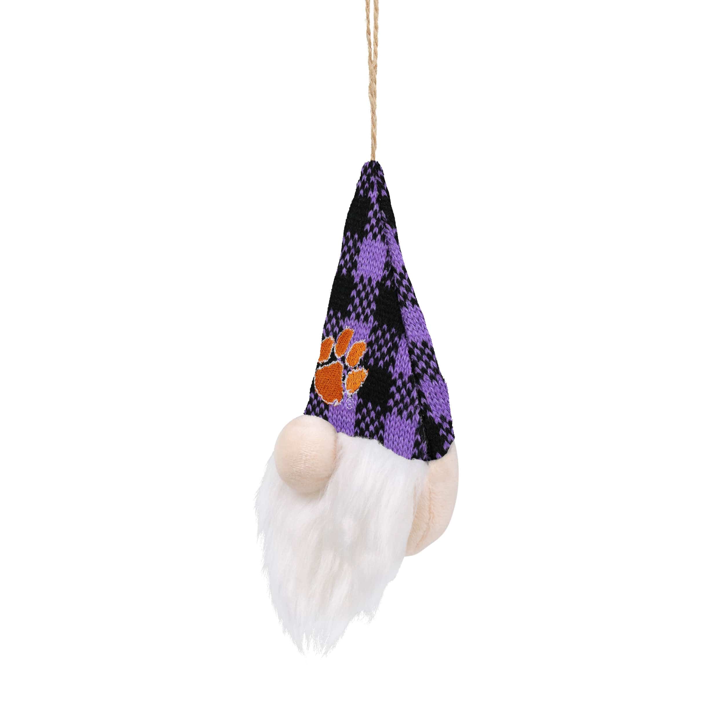 Clemson Tigers NCAA Plaid Hat Plush Gnome Ornament - Image 2