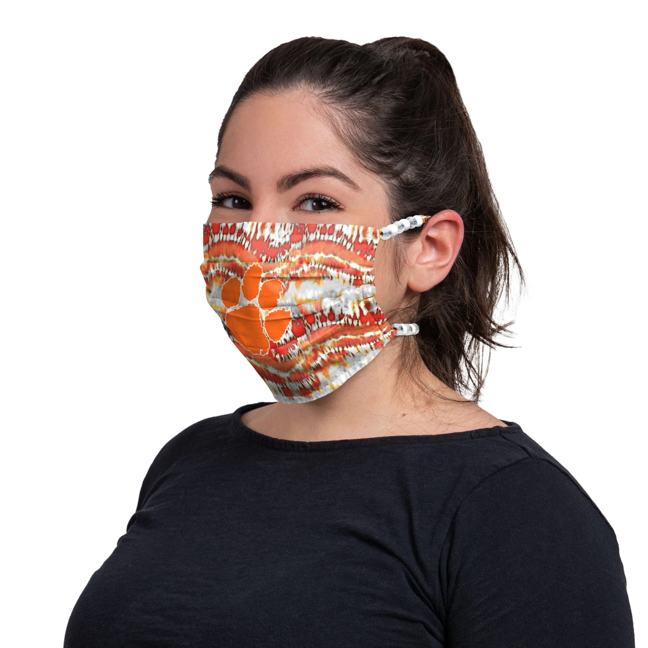 Clemson Tigers NCAA Tie-Dye Beaded Tie-Back Face Cover - Image 3