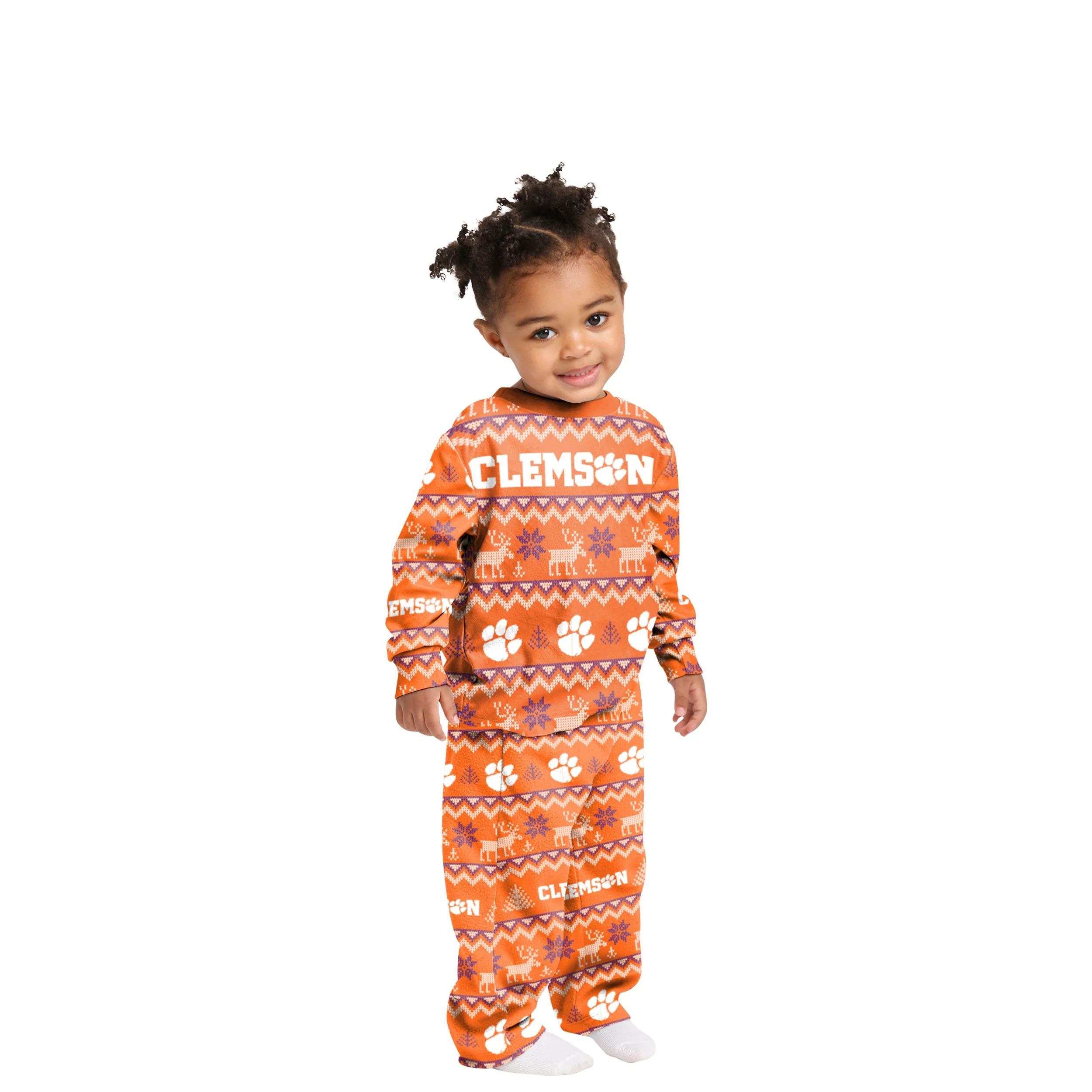 Clemson Tigers NCAA Ugly Pattern Family Holiday Pajamas - Image 3