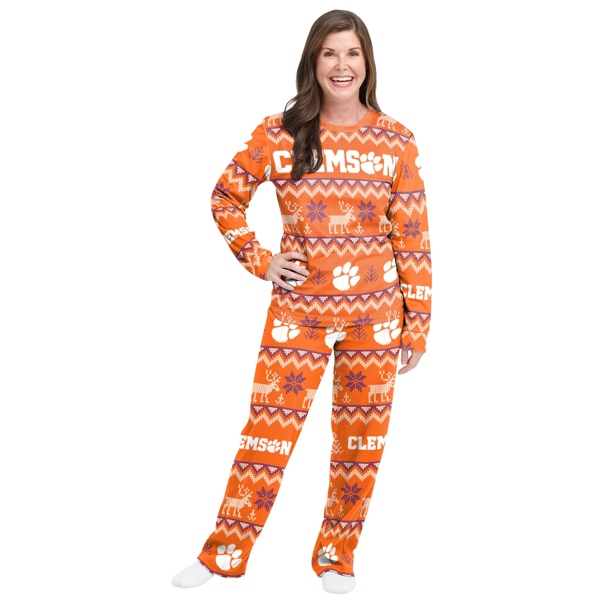 Clemson Tigers NCAA Ugly Pattern Family Holiday Pajamas - Image 5