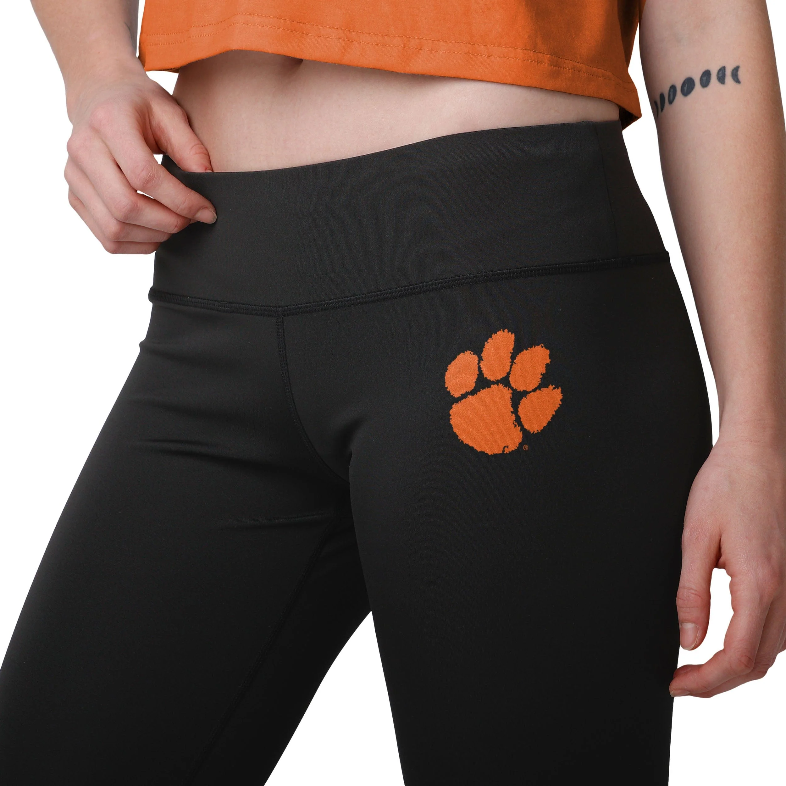 Clemson Tigers NCAA Womens Calf Logo Black Leggings - Image 3