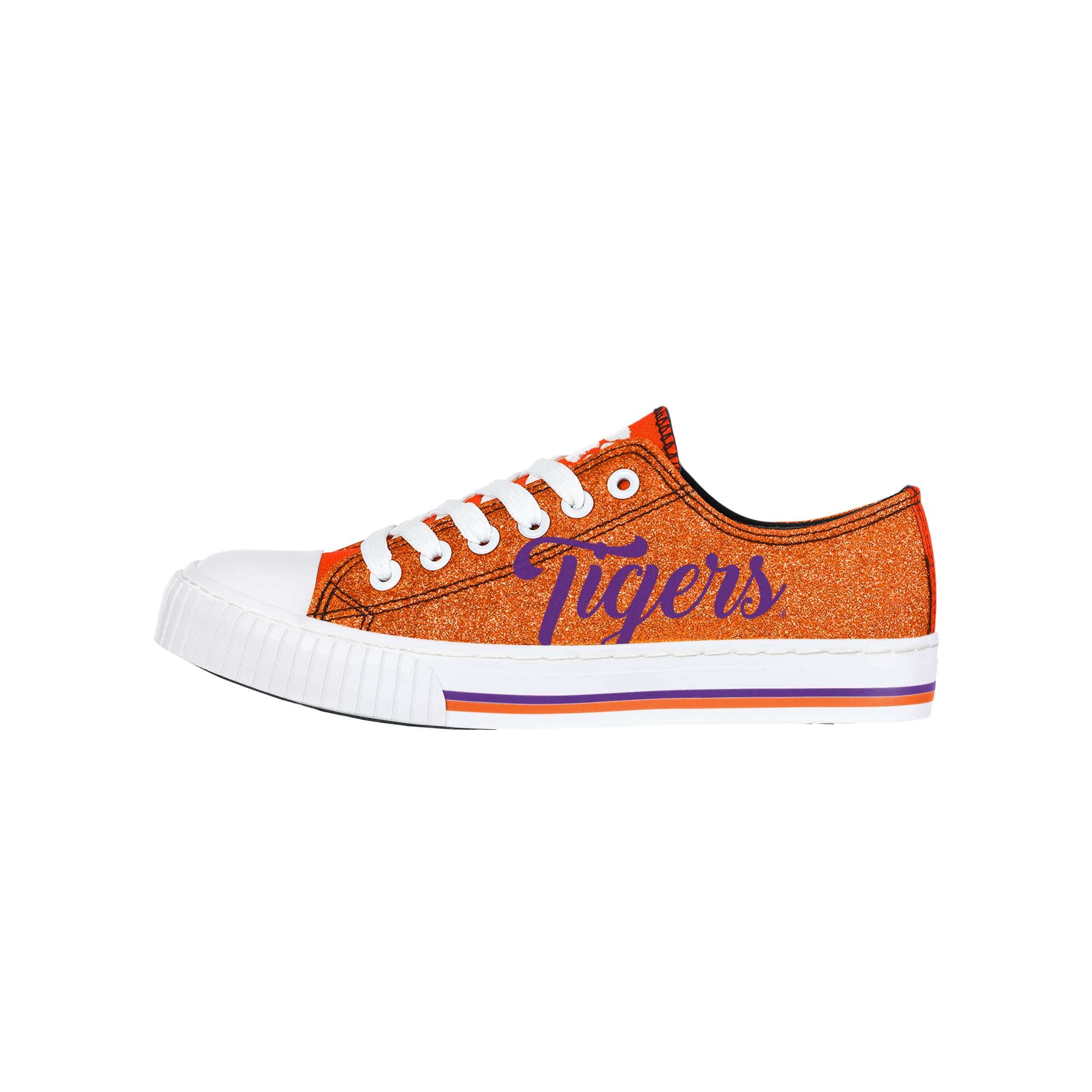 Clemson Tigers NCAA Womens Color Glitter Low Top Canvas Shoes - Image 2
