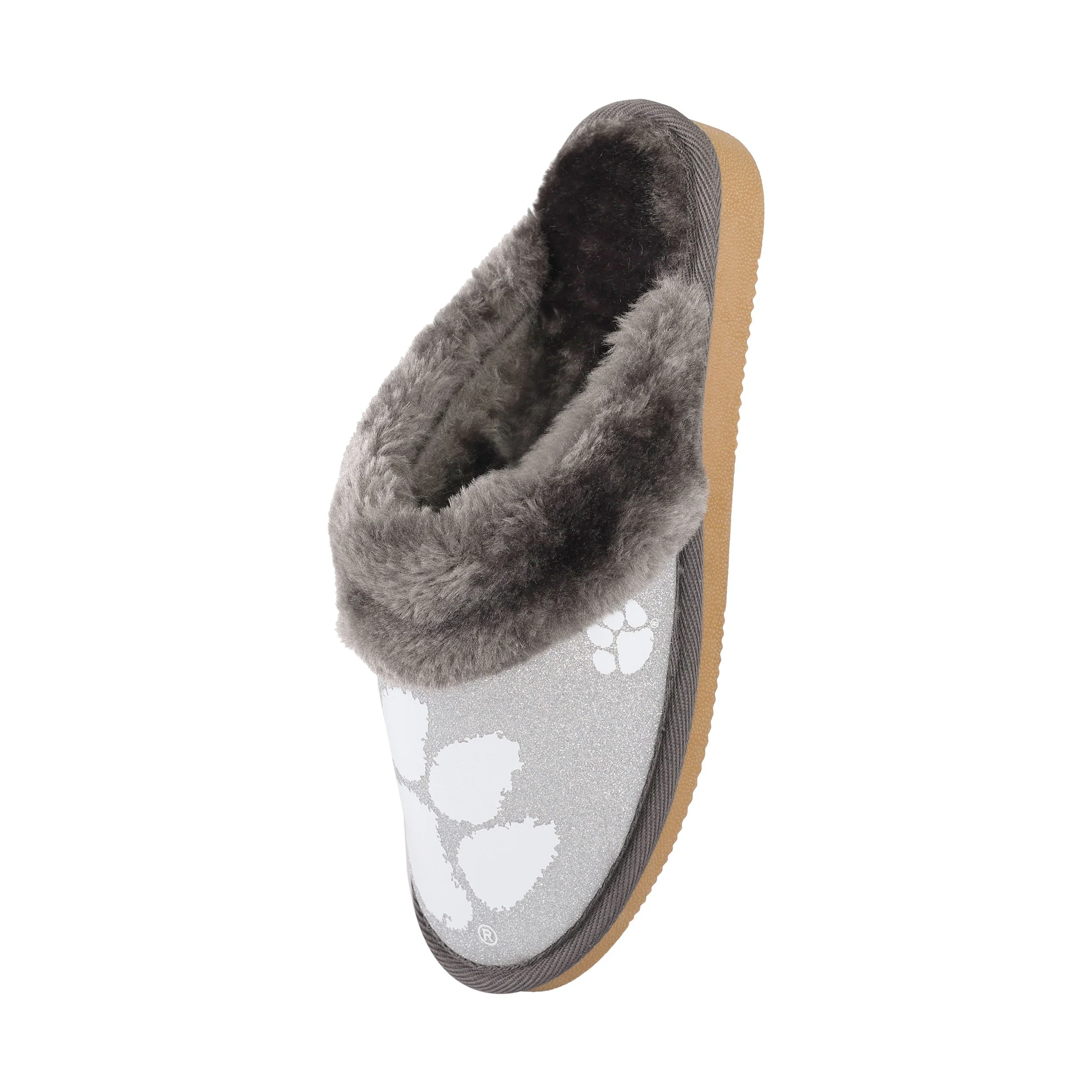 Clemson Tigers NCAA Womens Glitter Open Back Fur Moccasin Slippers - Image 3
