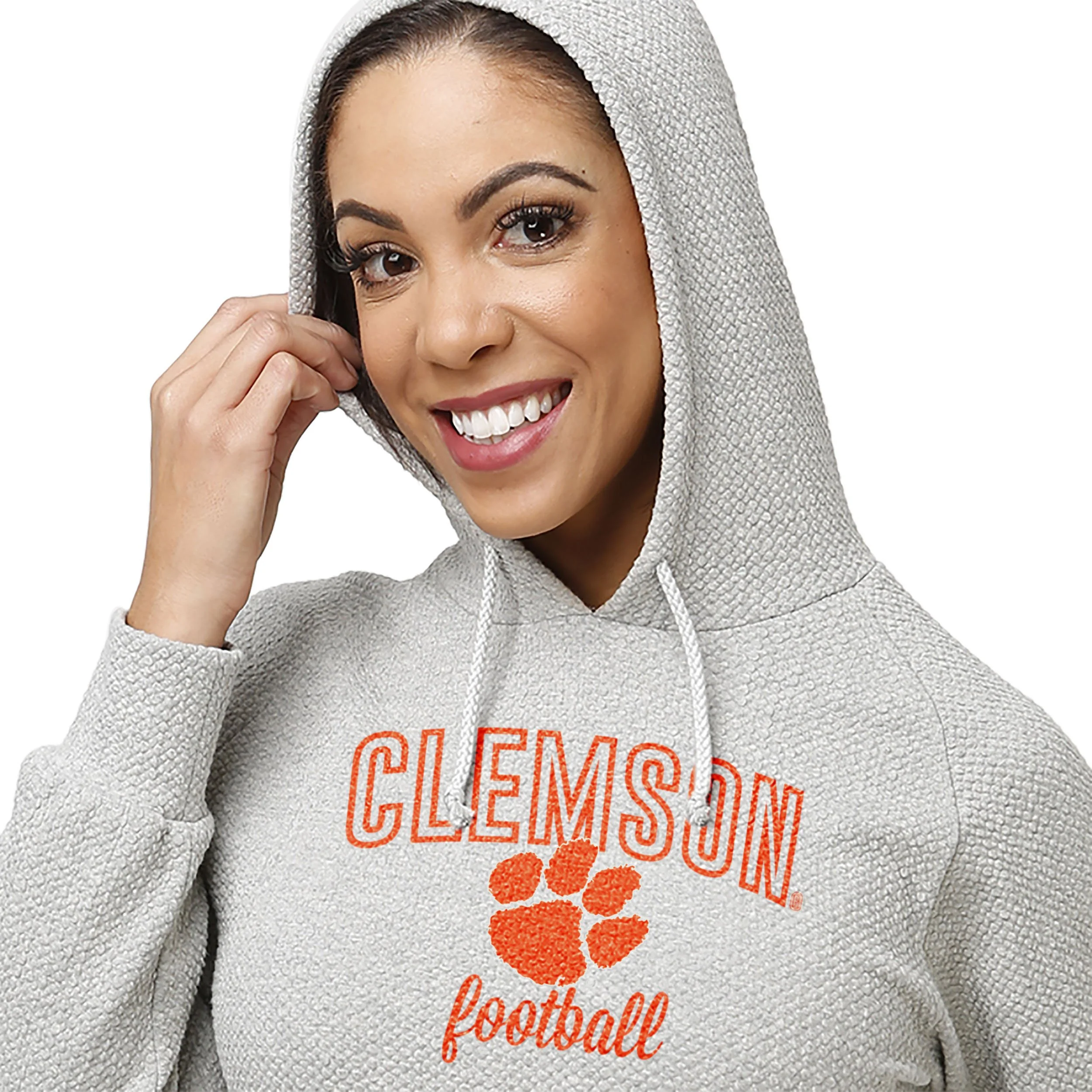 Clemson Tigers NCAA Womens Gray Woven Hoodie - Image 5