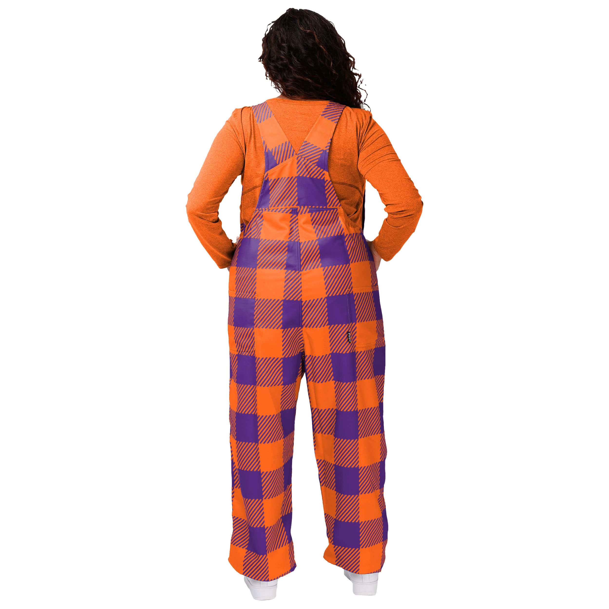 Clemson Tigers NCAA Womens Plaid Bib Overalls - Image 2