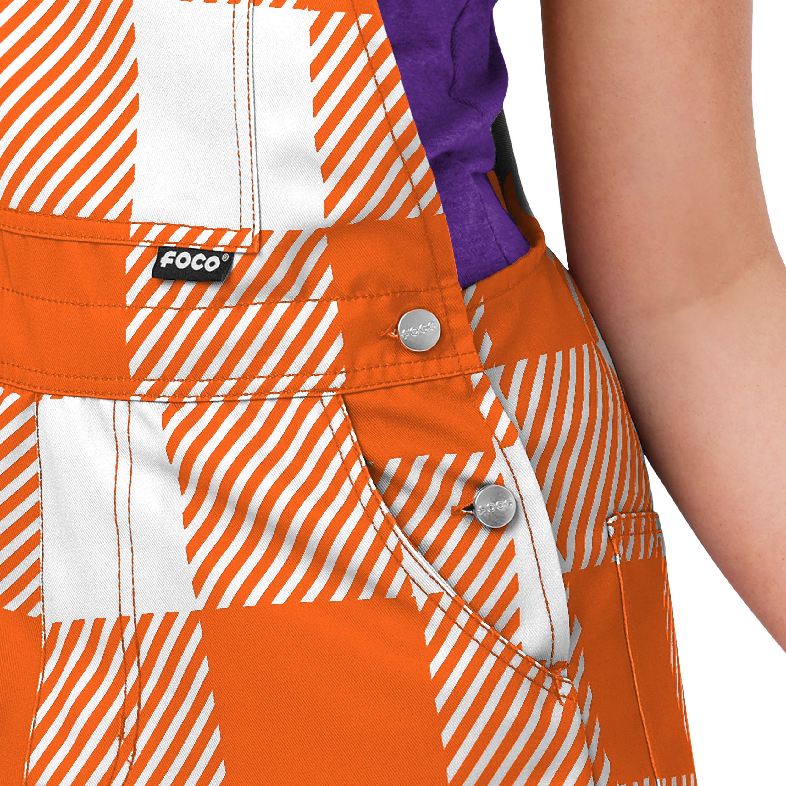 Clemson Tigers NCAA Womens Plaid Bib Shortalls - Image 4
