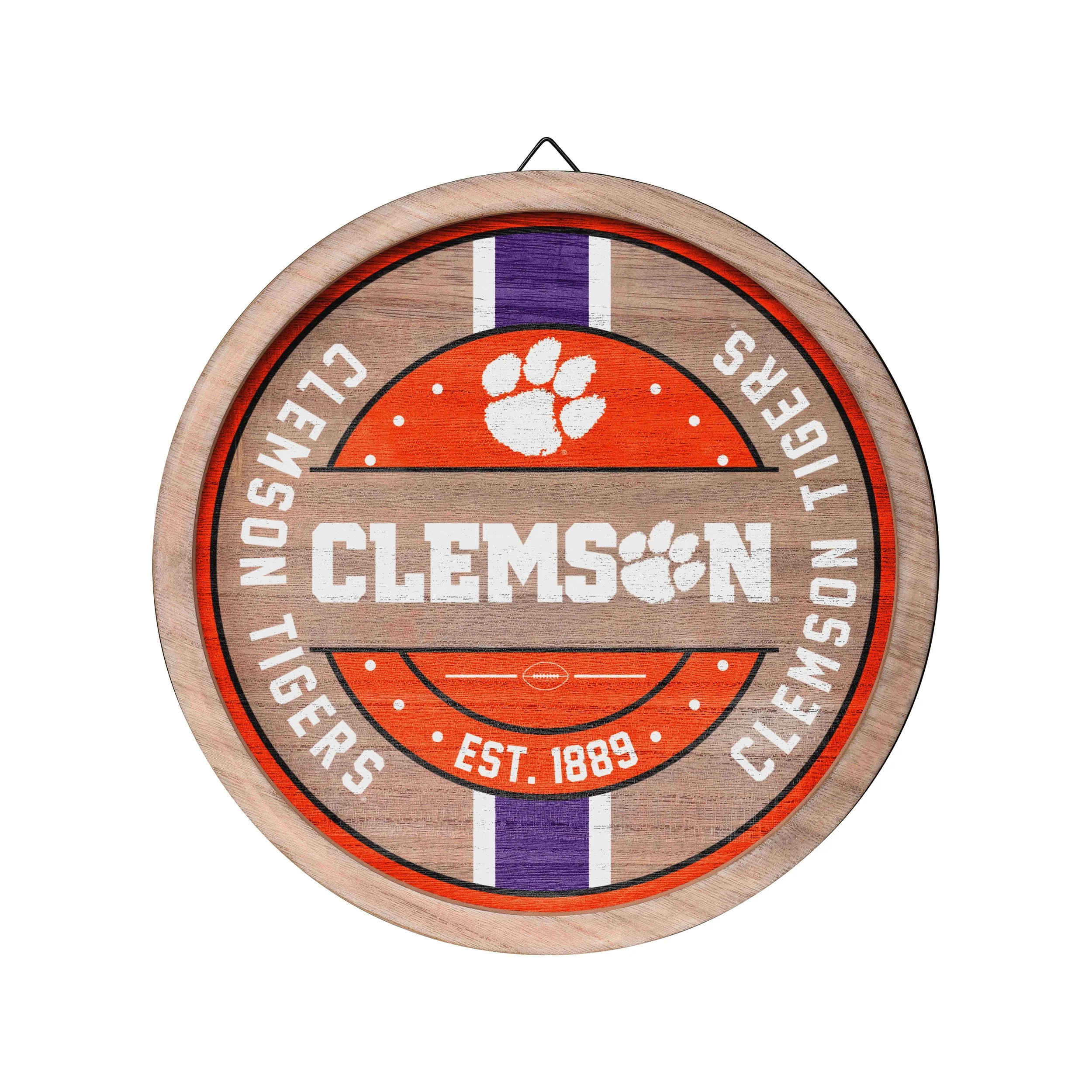 Clemson Tigers NCAA Wooden Barrel Sign