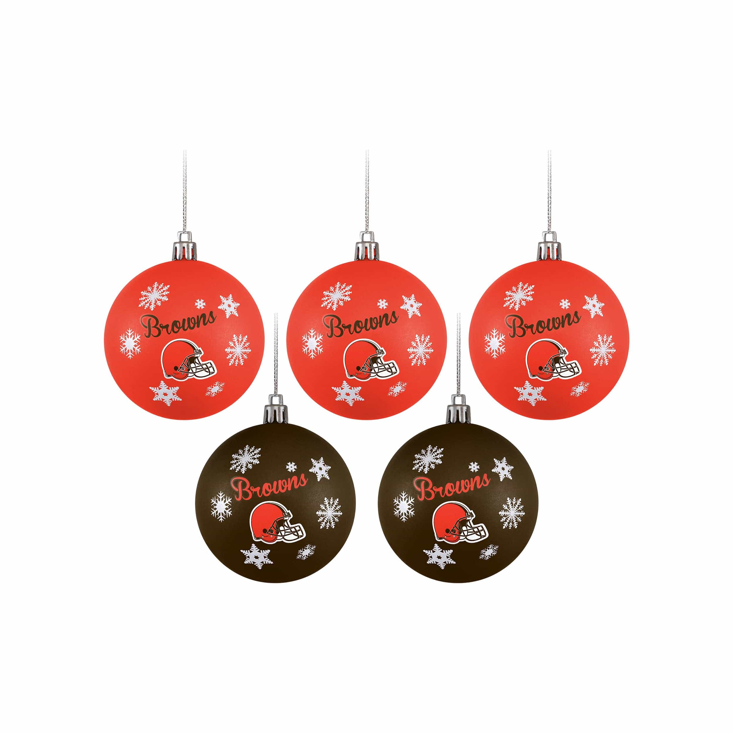 Cleveland Browns NFL 5 Pack Shatterproof Ball Ornament Set