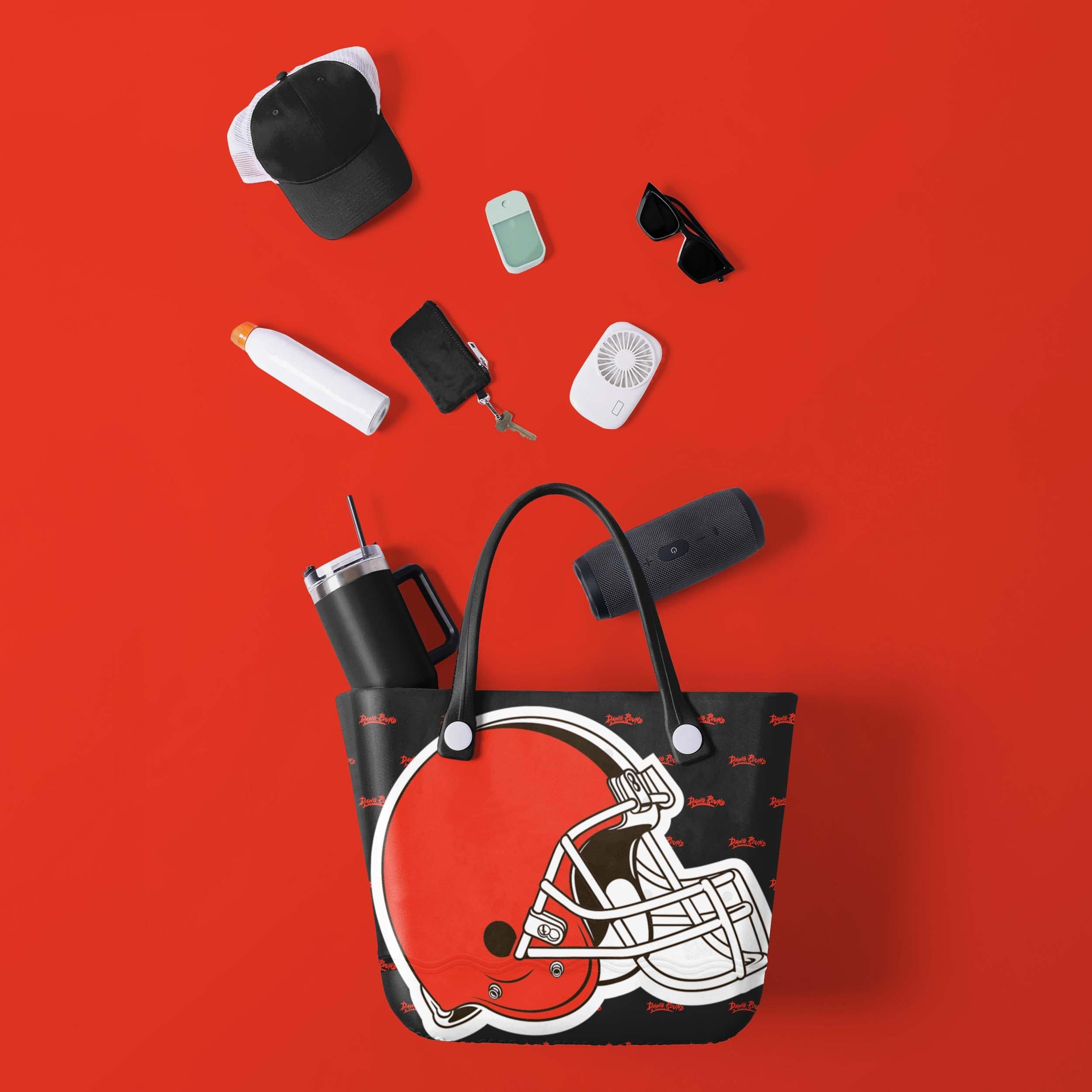Cleveland Browns NFL Big Logo Mini Print Tailgate Tote Bag - Image 2