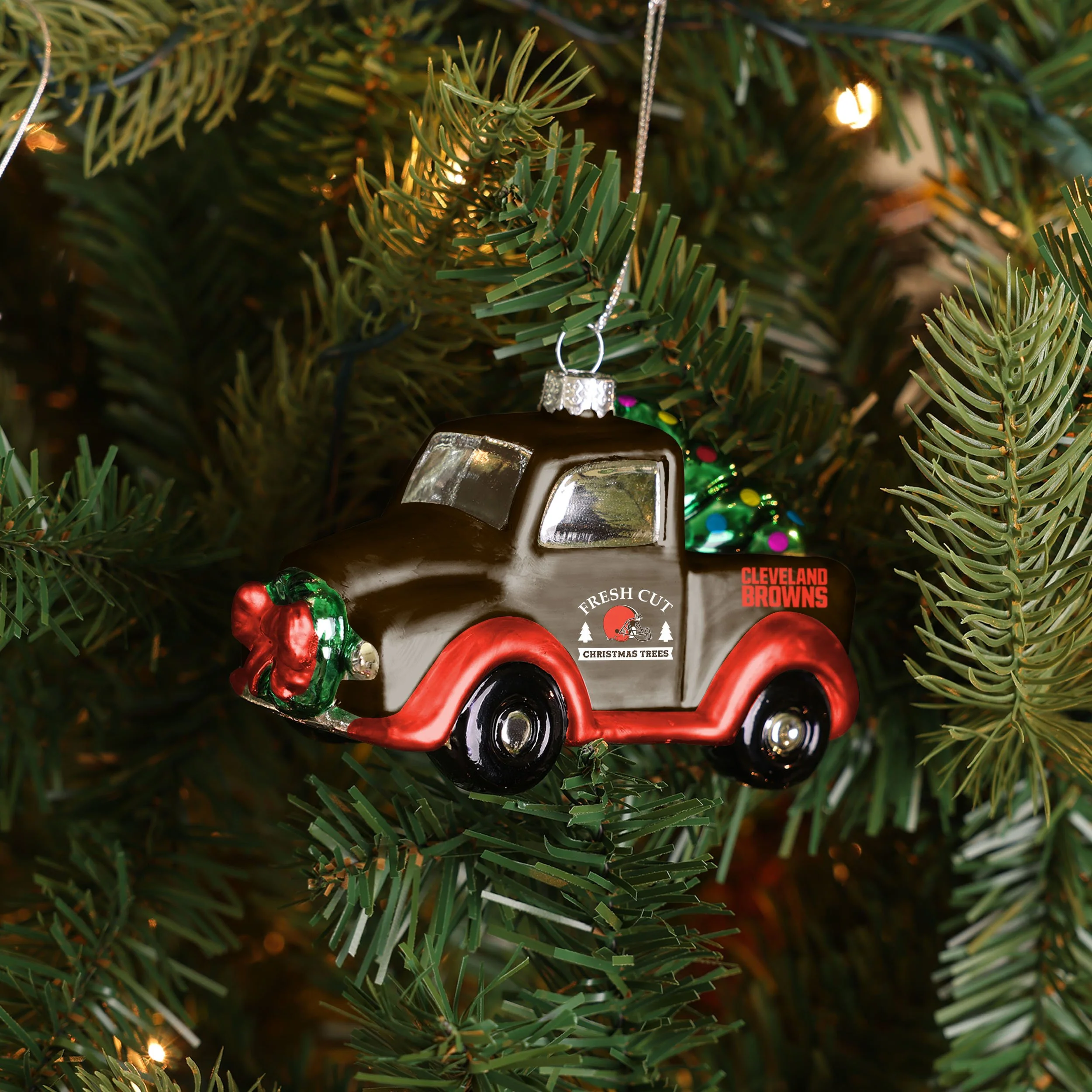 Cleveland Browns NFL Blown Glass Truck Ornament - Image 3