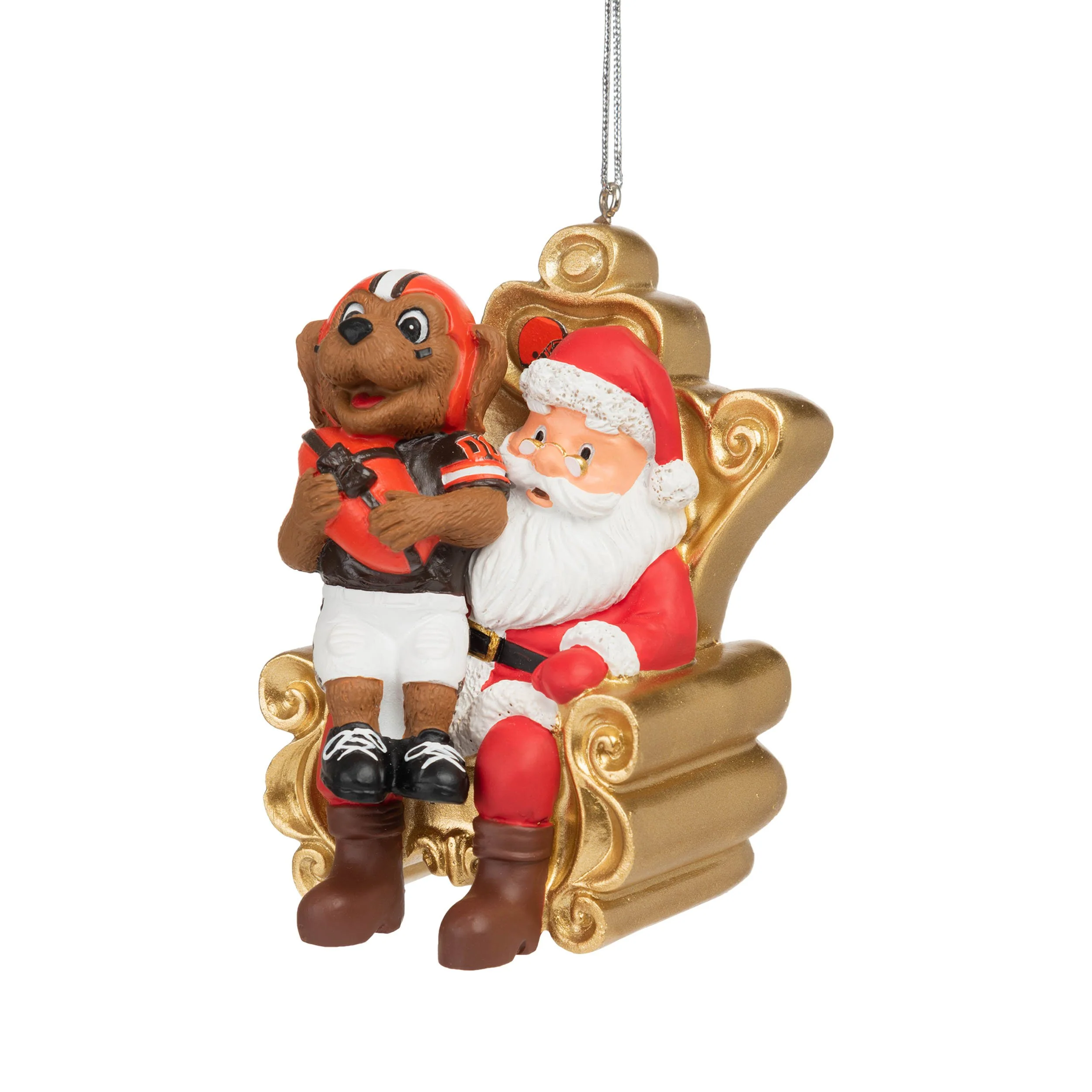 Cleveland Browns NFL Chomps Mascot on Santas Lap Ornament - Image 2