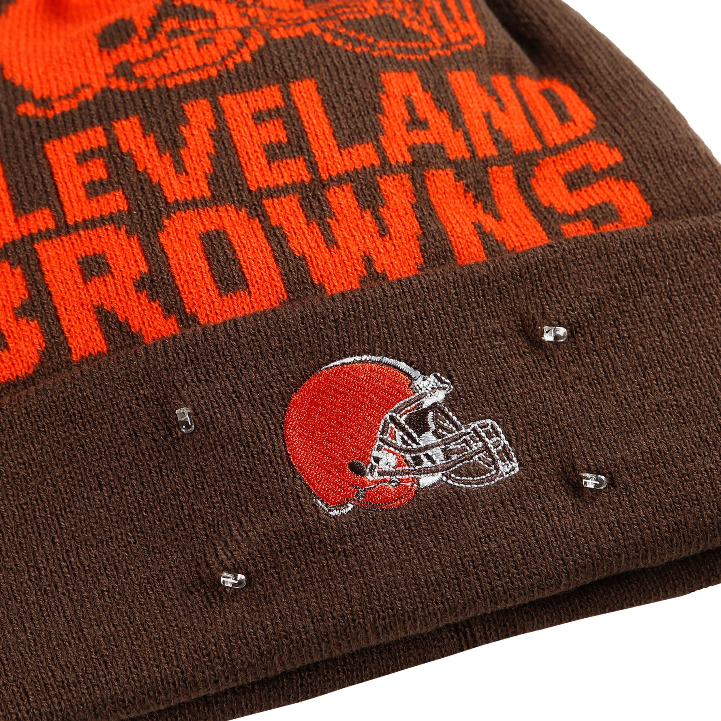 Cleveland Browns NFL Cropped Logo Light Up Knit Beanie - Image 3