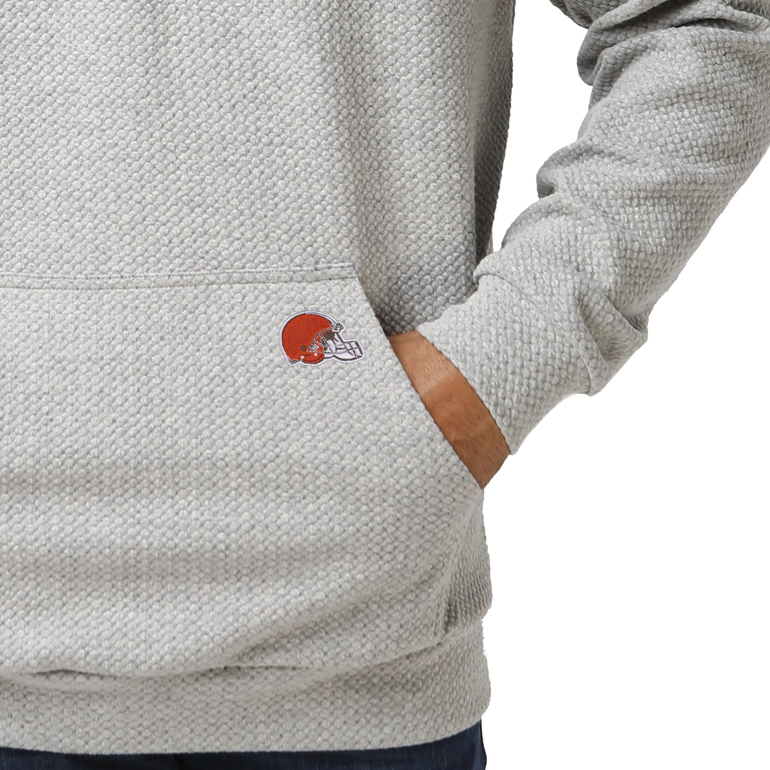 Cleveland Browns NFL Mens Gray Woven Hoodie - Image 3