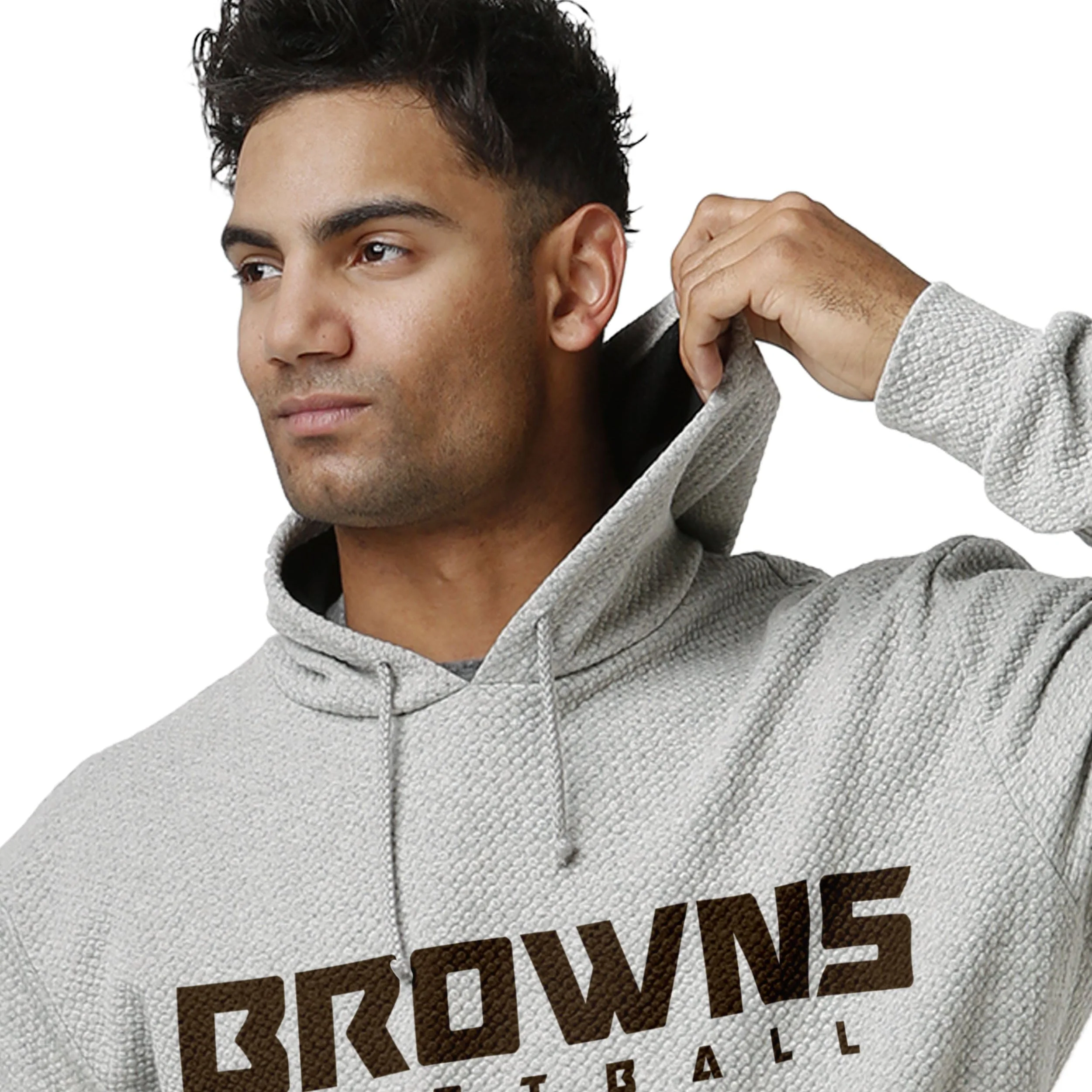 Cleveland Browns NFL Mens Gray Woven Hoodie - Image 5