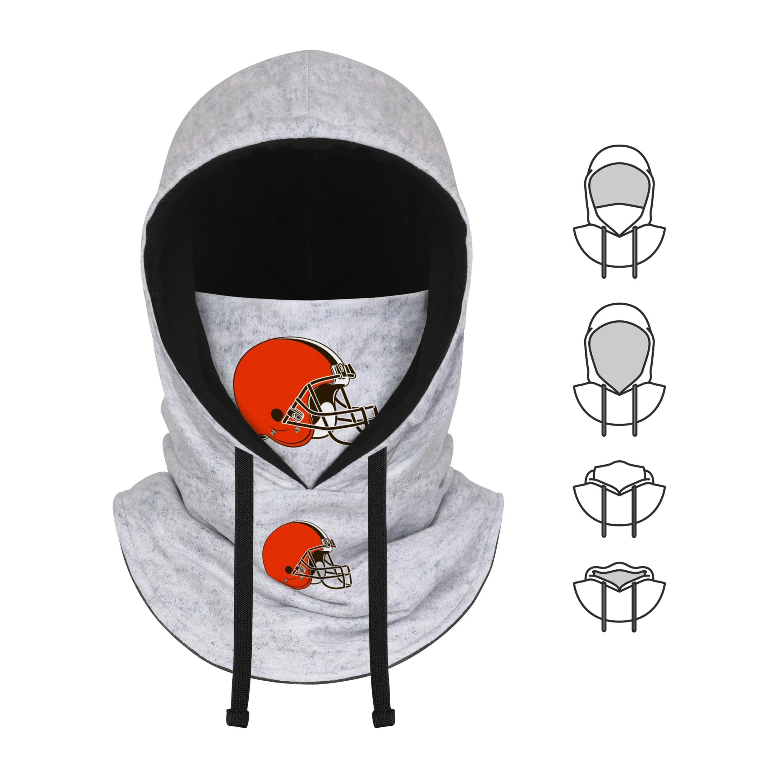 Cleveland Browns NFL Heather Gray Drawstring Hooded Gaiter Scarf - Image 5