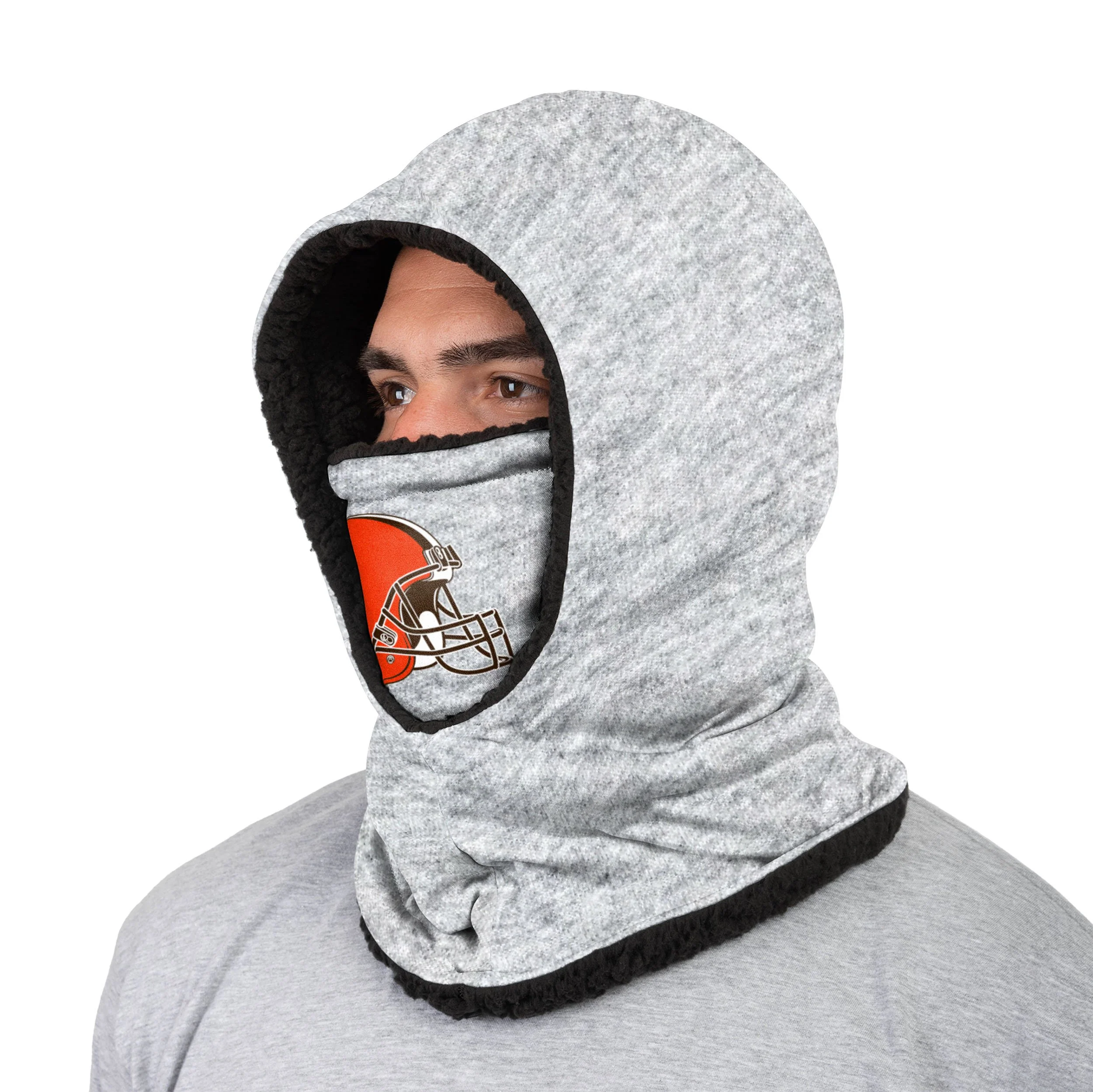 Cleveland Browns NFL Heather Grey Big Logo Hooded Gaiter - Image 2