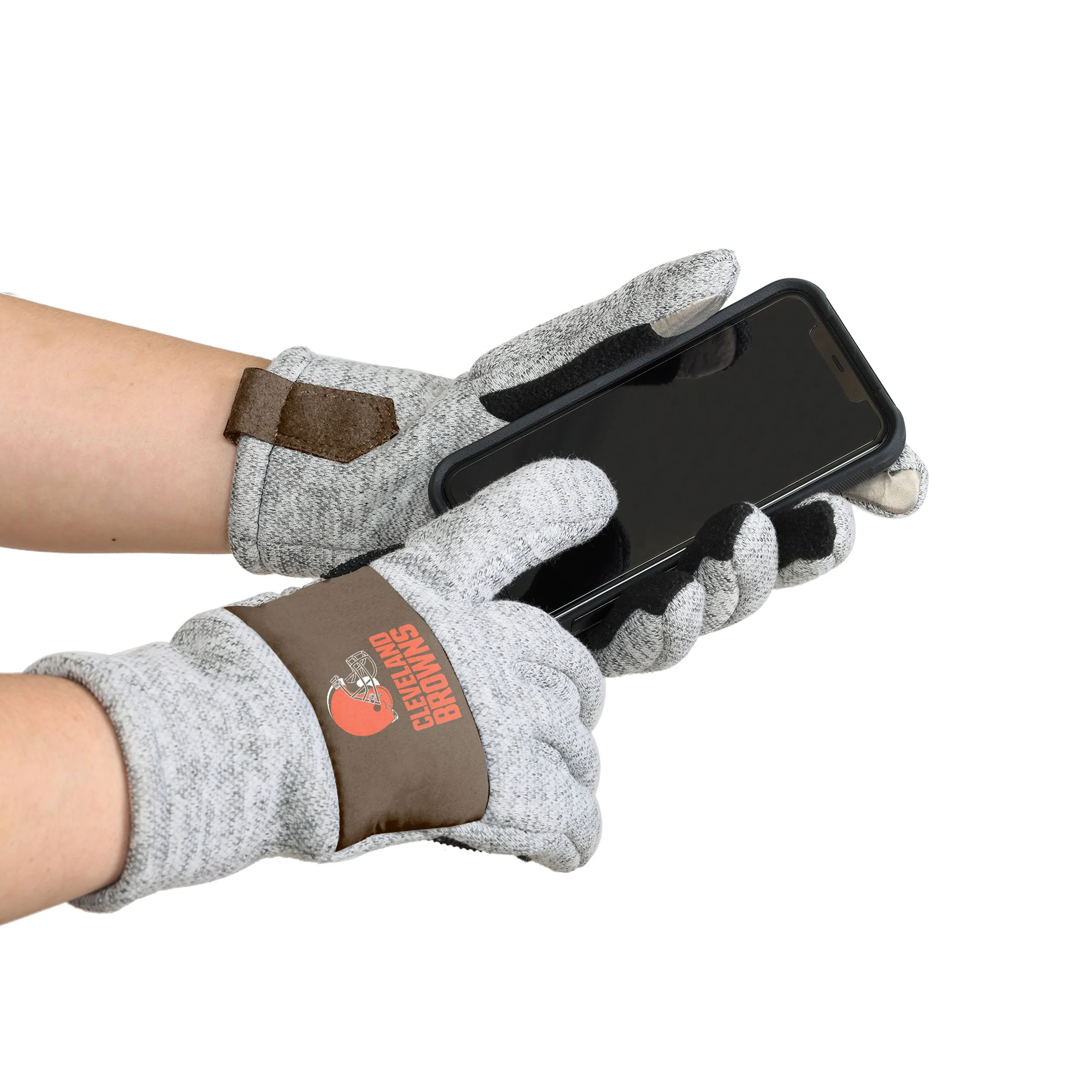 Cleveland Browns NFL Heather Grey Insulated Gloves - Image 2