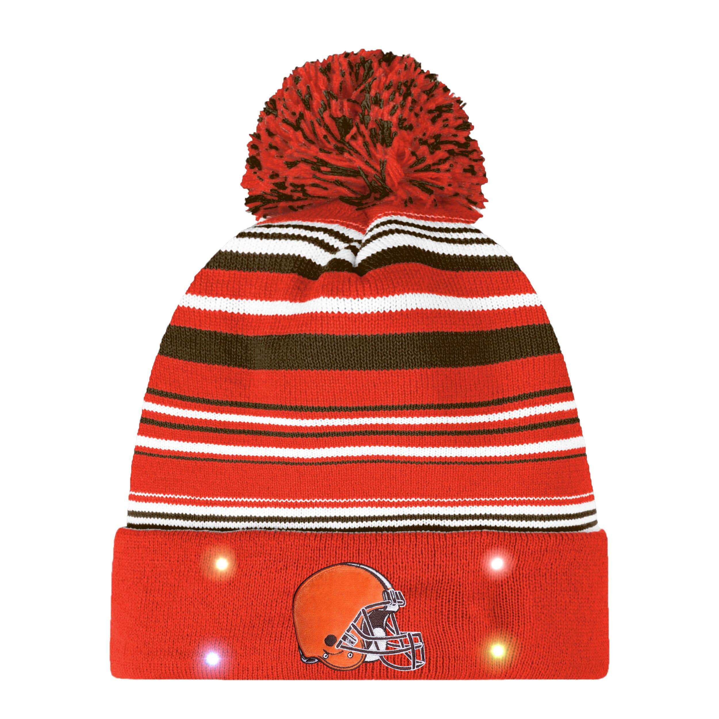 Cleveland Browns NFL Horizontal Stripe Light Up Beanie - Image 2