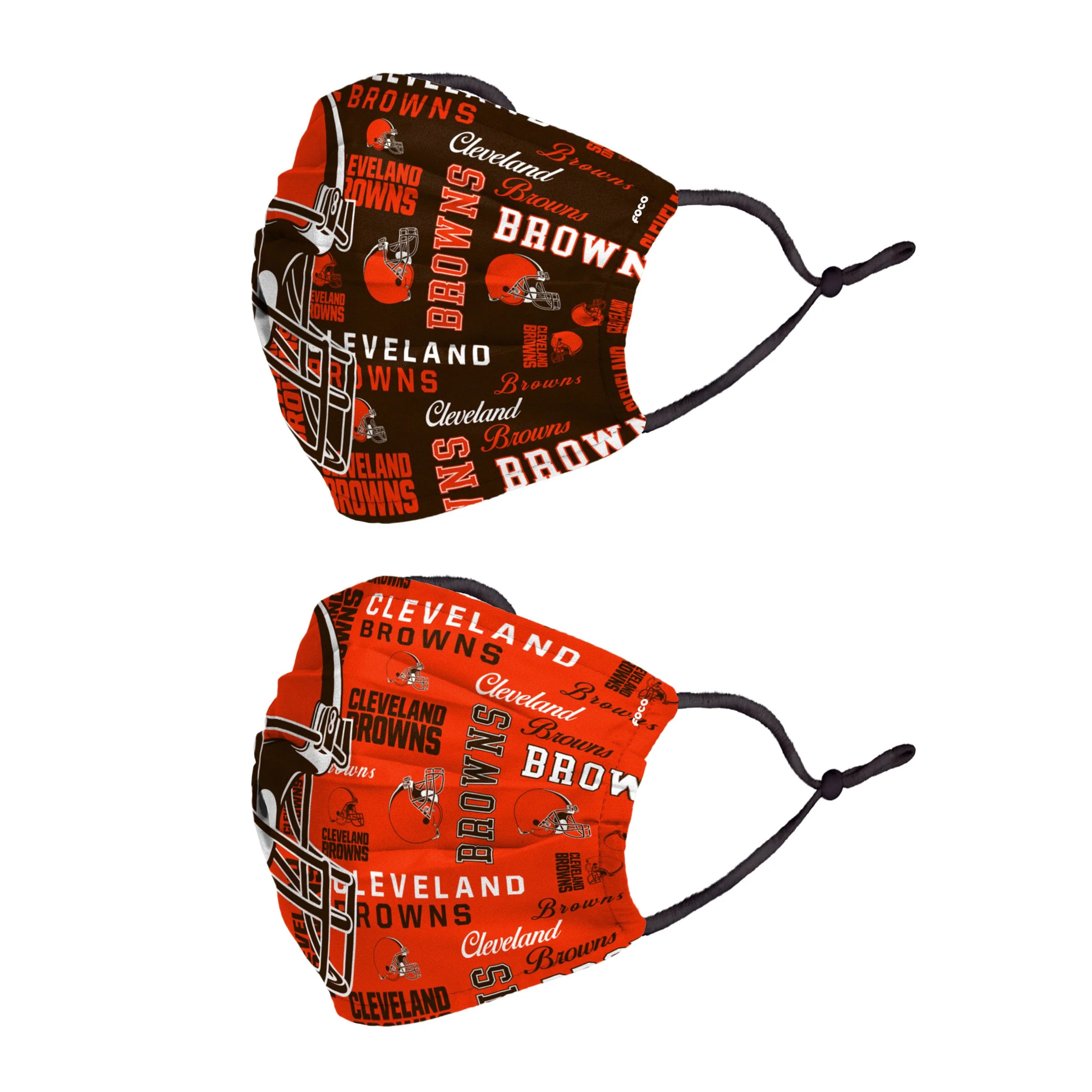 Cleveland Browns NFL Logo Rush Adjustable 2 Pack Face Cover - Image 2