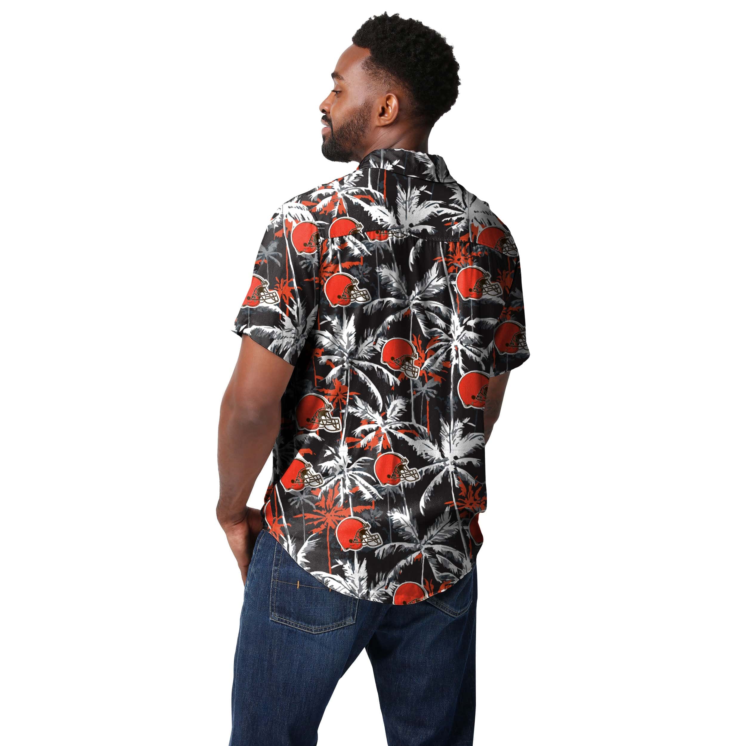 Cleveland Browns NFL Mens Black Floral Button Up Shirt - Image 3