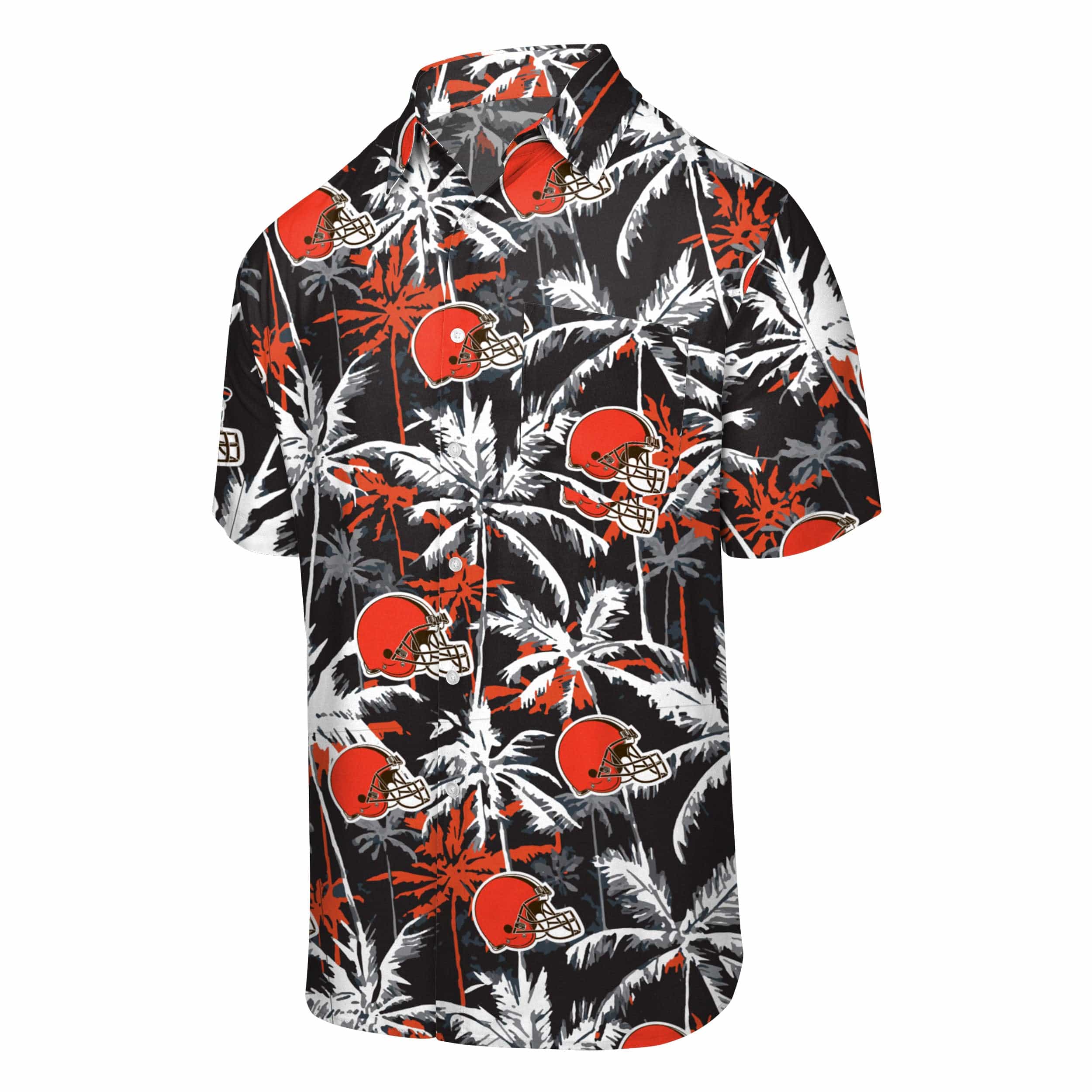 Cleveland Browns NFL Mens Black Floral Button Up Shirt - Image 4