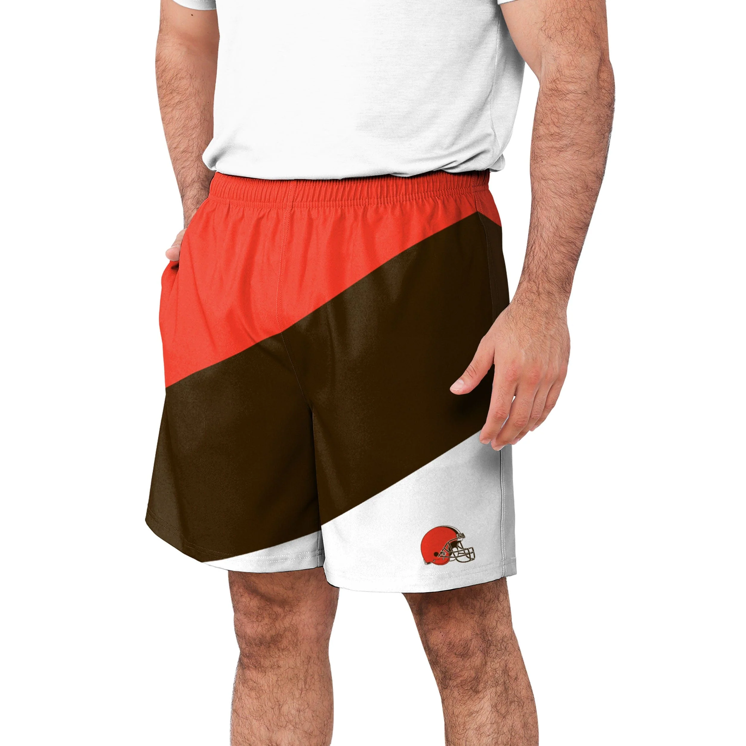 Cleveland Browns NFL Mens Colorblock Double Down Liner Training Shorts - Image 2