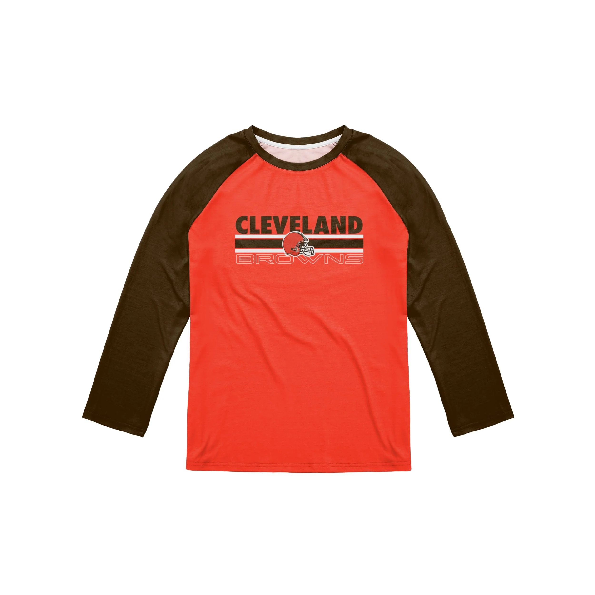 Cleveland Browns NFL Mens Colorblock Wordmark Raglan T-Shirt - Image 3