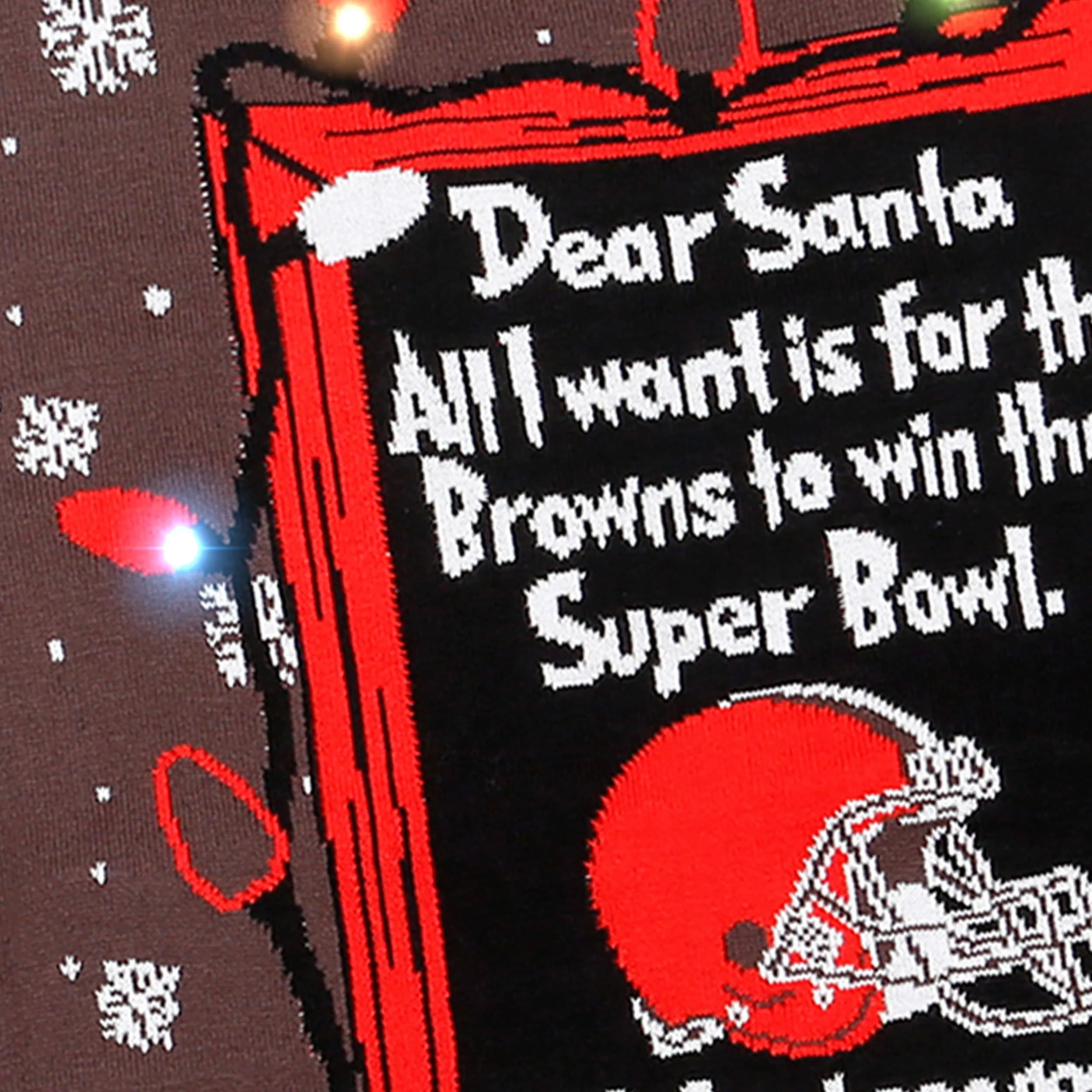 Cleveland Browns NFL Mens Dear Santa Light Up Sweater - Image 4