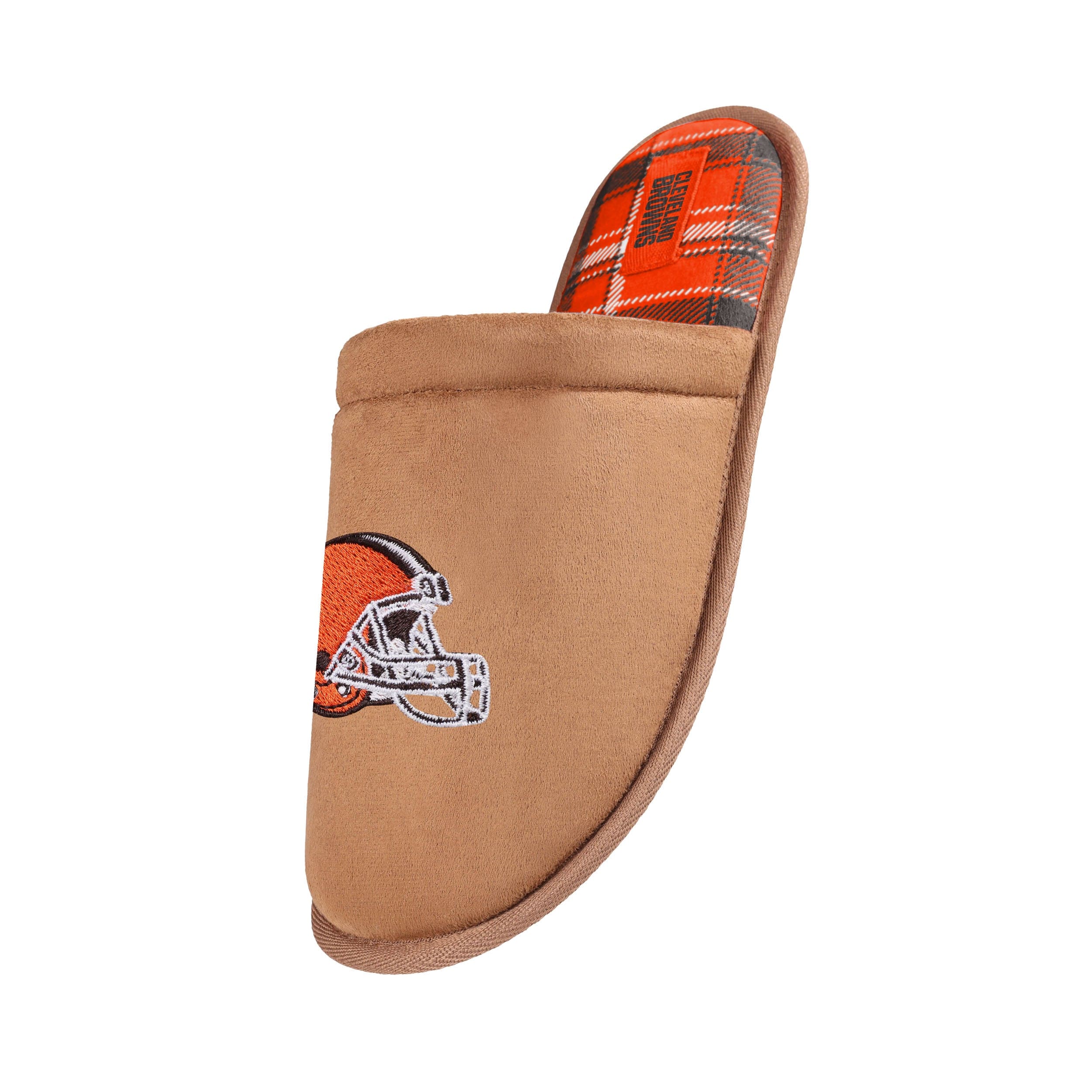 Cleveland Browns NFL Mens Flannel Lined Brown Suede Scuff Slipper - Image 2