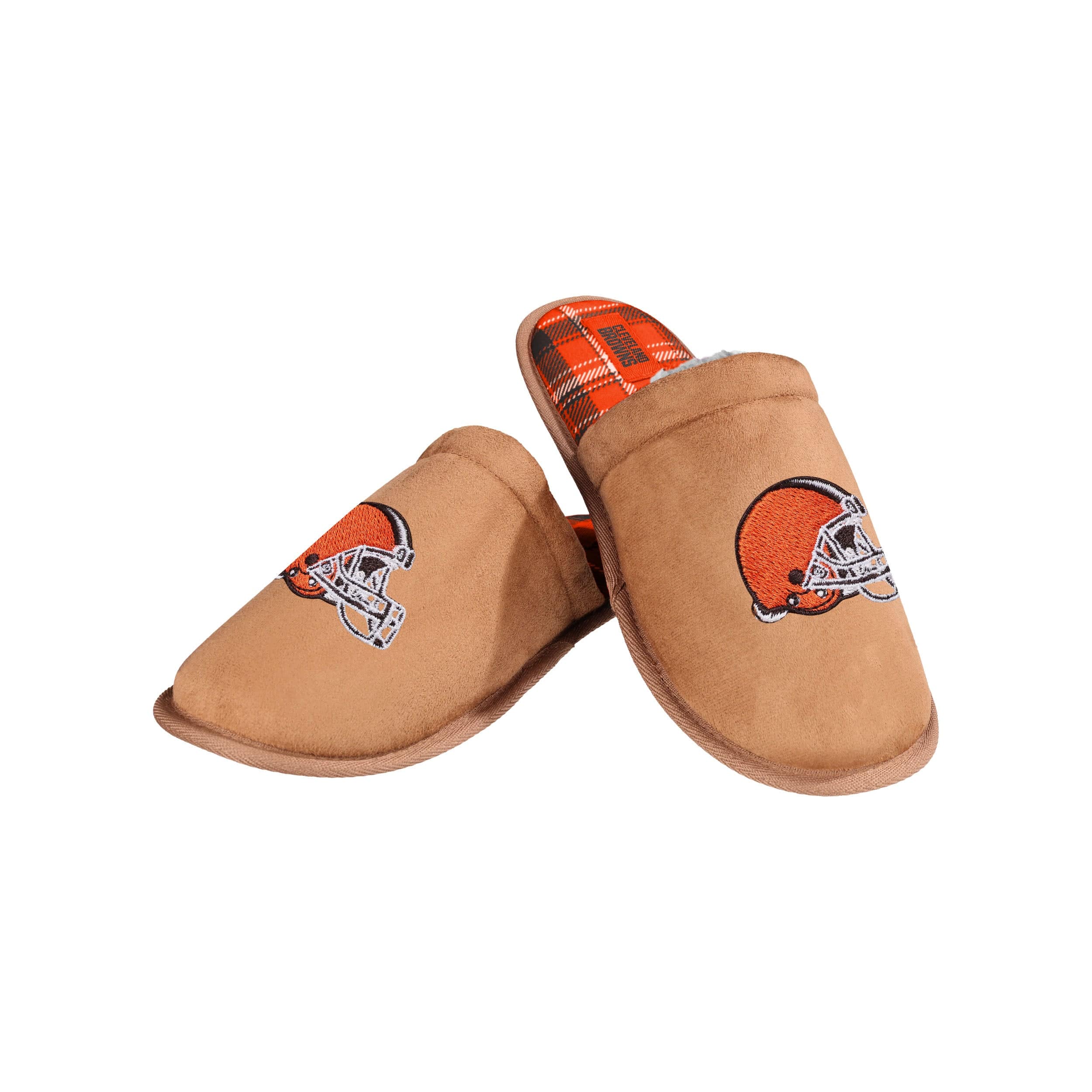 Cleveland Browns NFL Mens Flannel Lined Brown Suede Scuff Slipper - Image 3