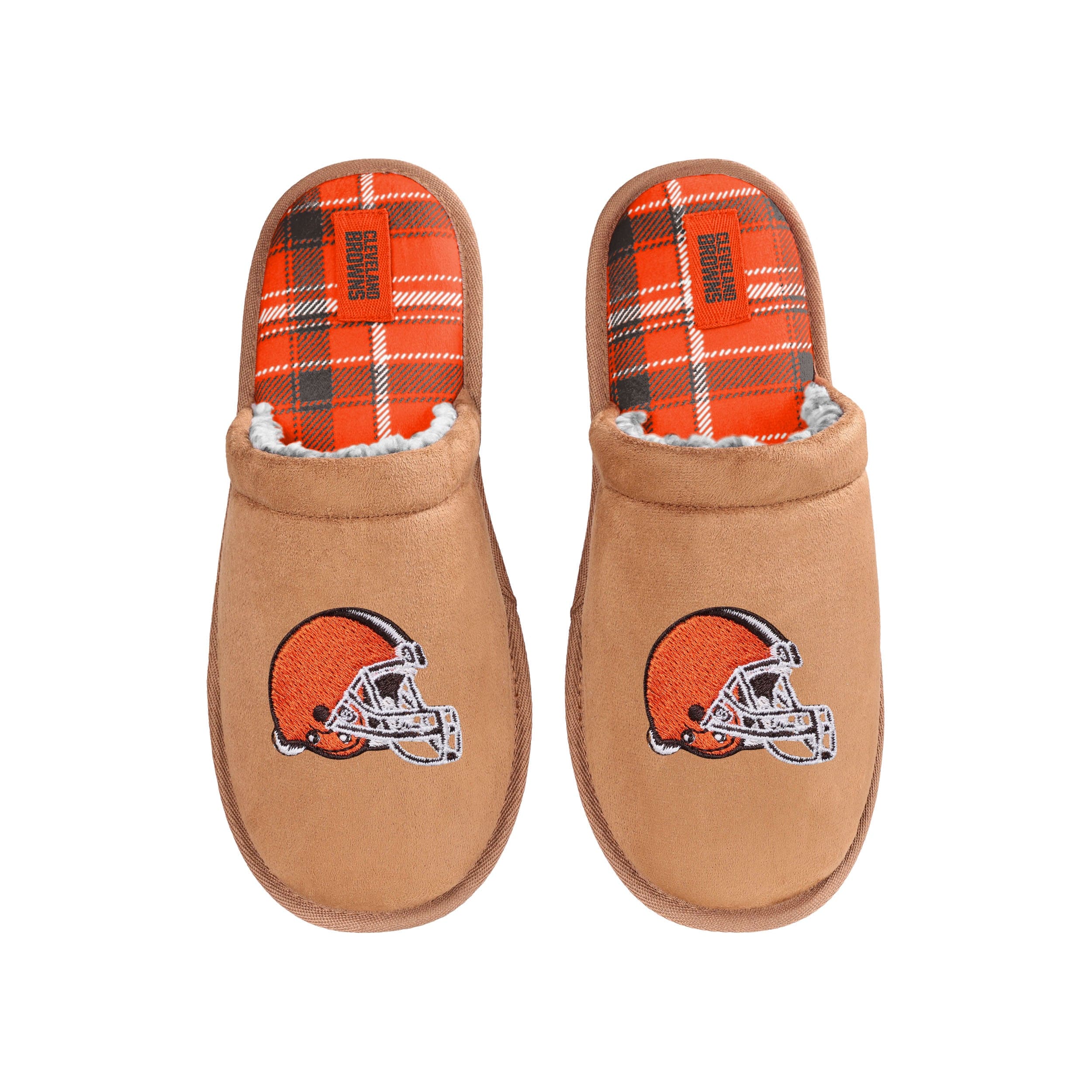 Cleveland Browns NFL Mens Flannel Lined Brown Suede Scuff Slipper - Image 4