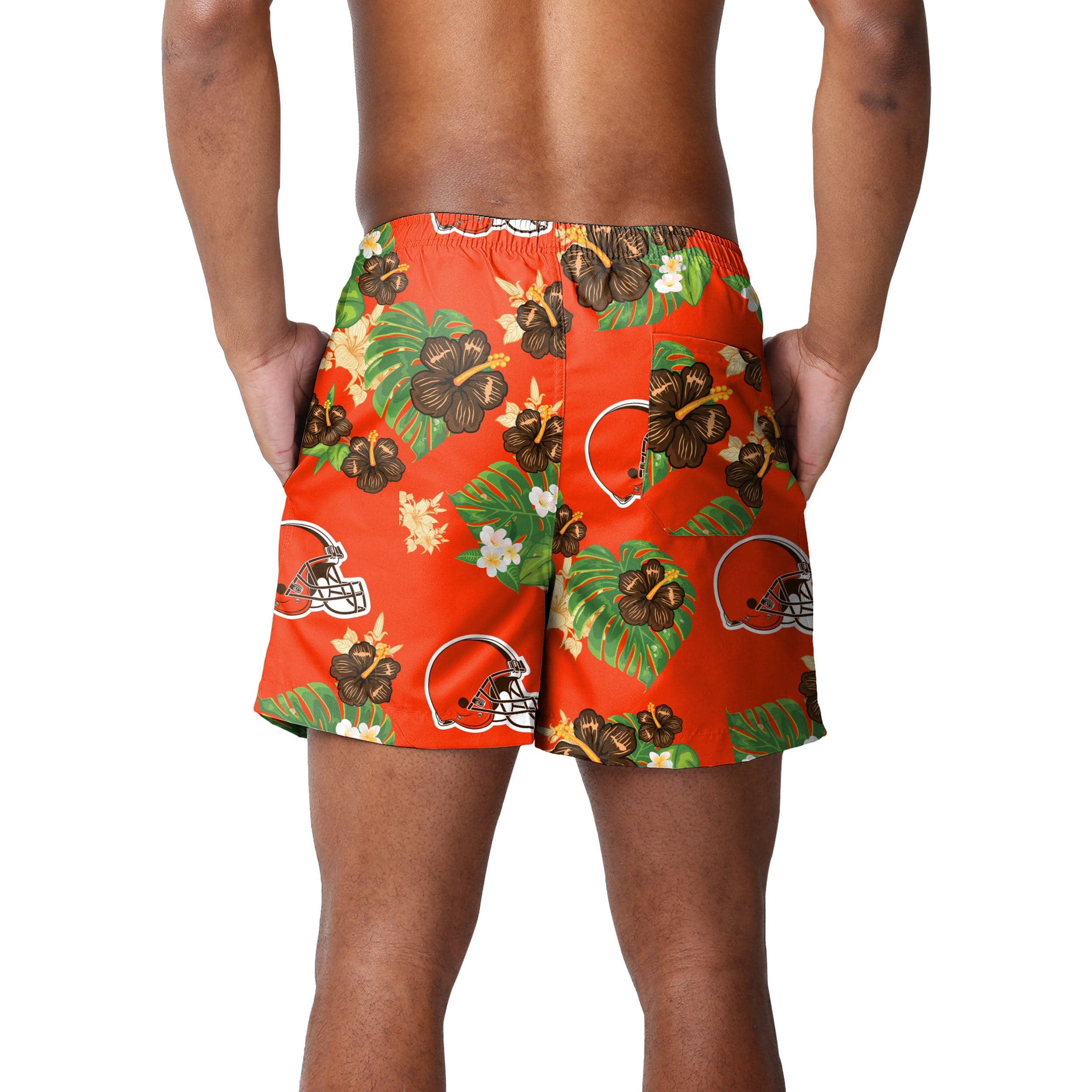 Cleveland Browns NFL Mens Floral Slim Fit 5.5" Swimming Trunks - Image 3