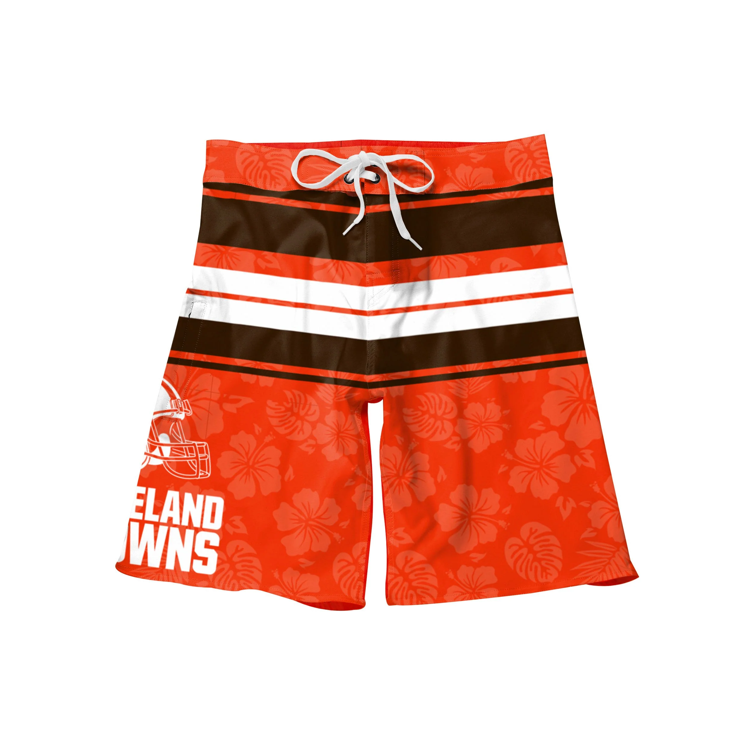 Cleveland Browns NFL Mens Hibiscus Boardwalk Stripe Boardshorts - Image 4