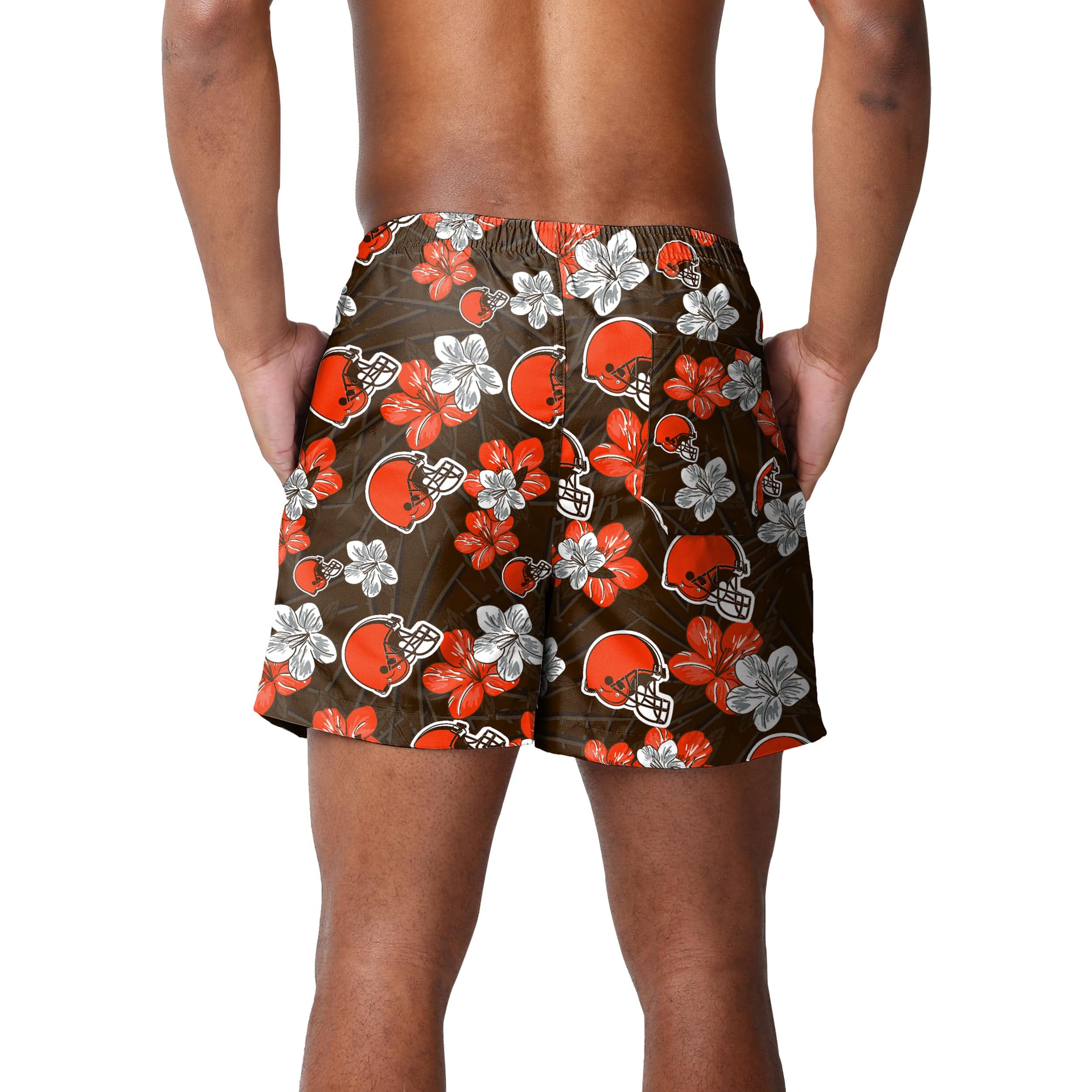 Cleveland Browns NFL Mens Hibiscus Slim Fit 5.5" Swimming Trunks - Image 3