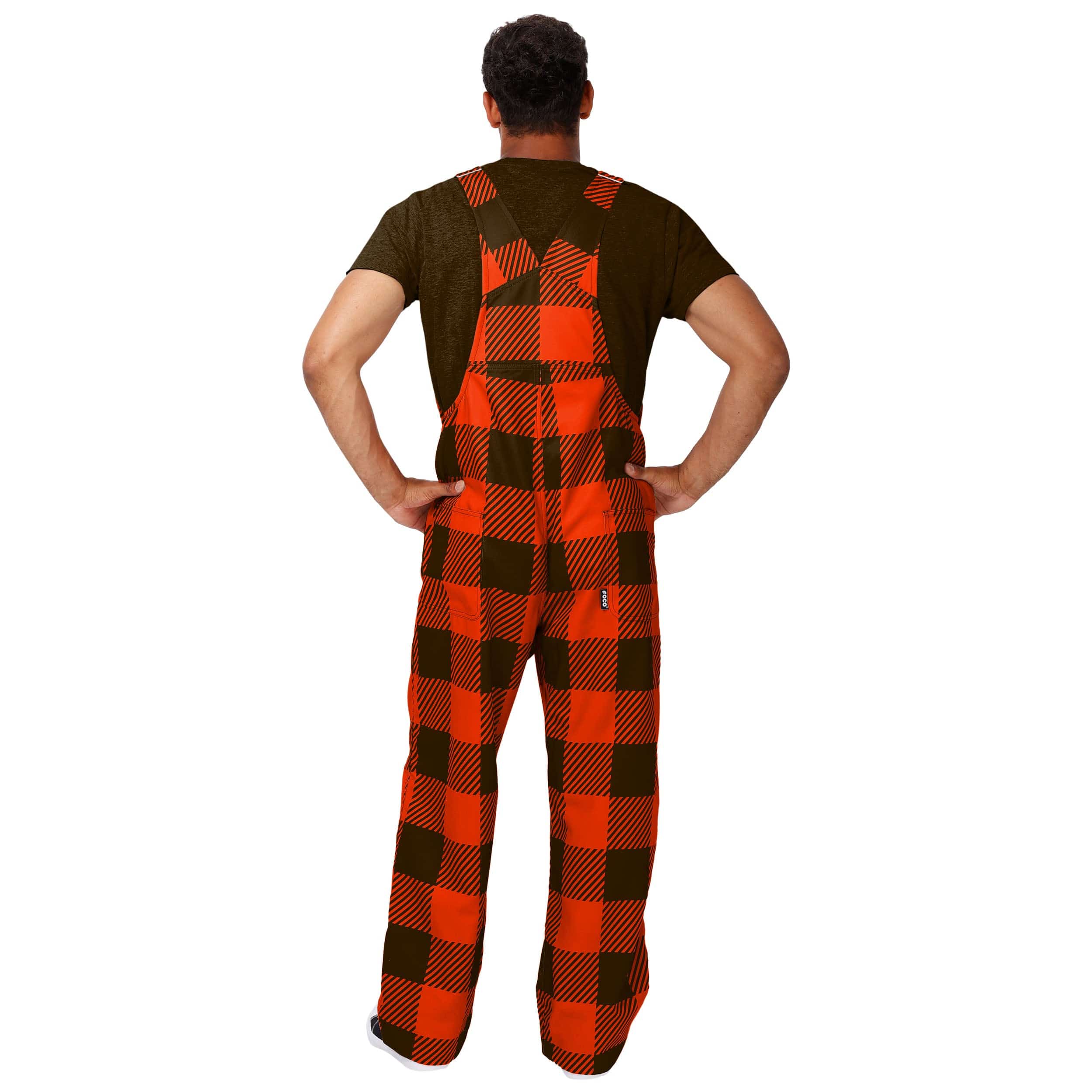 Cleveland Browns NFL Mens Plaid Bib Overalls - Image 2