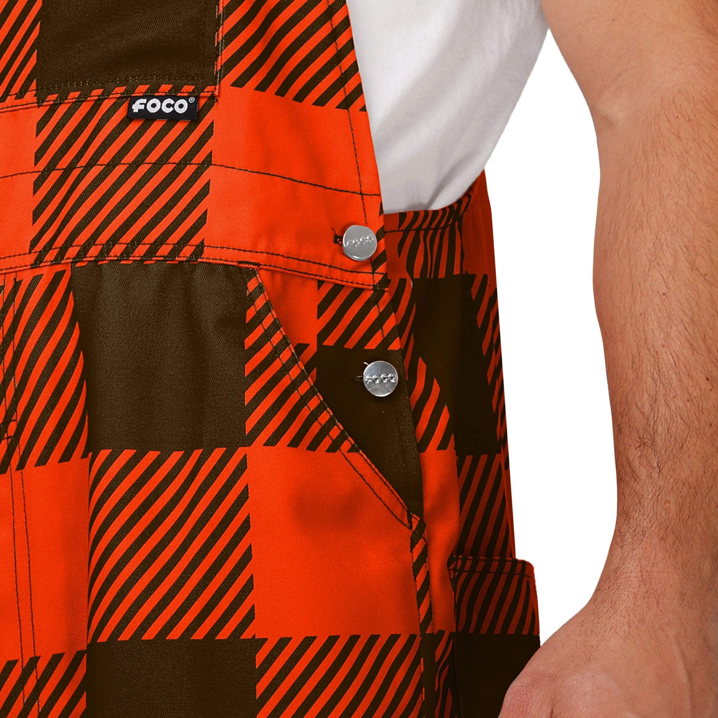 Cleveland Browns NFL Mens Plaid Bib Overalls - Image 5
