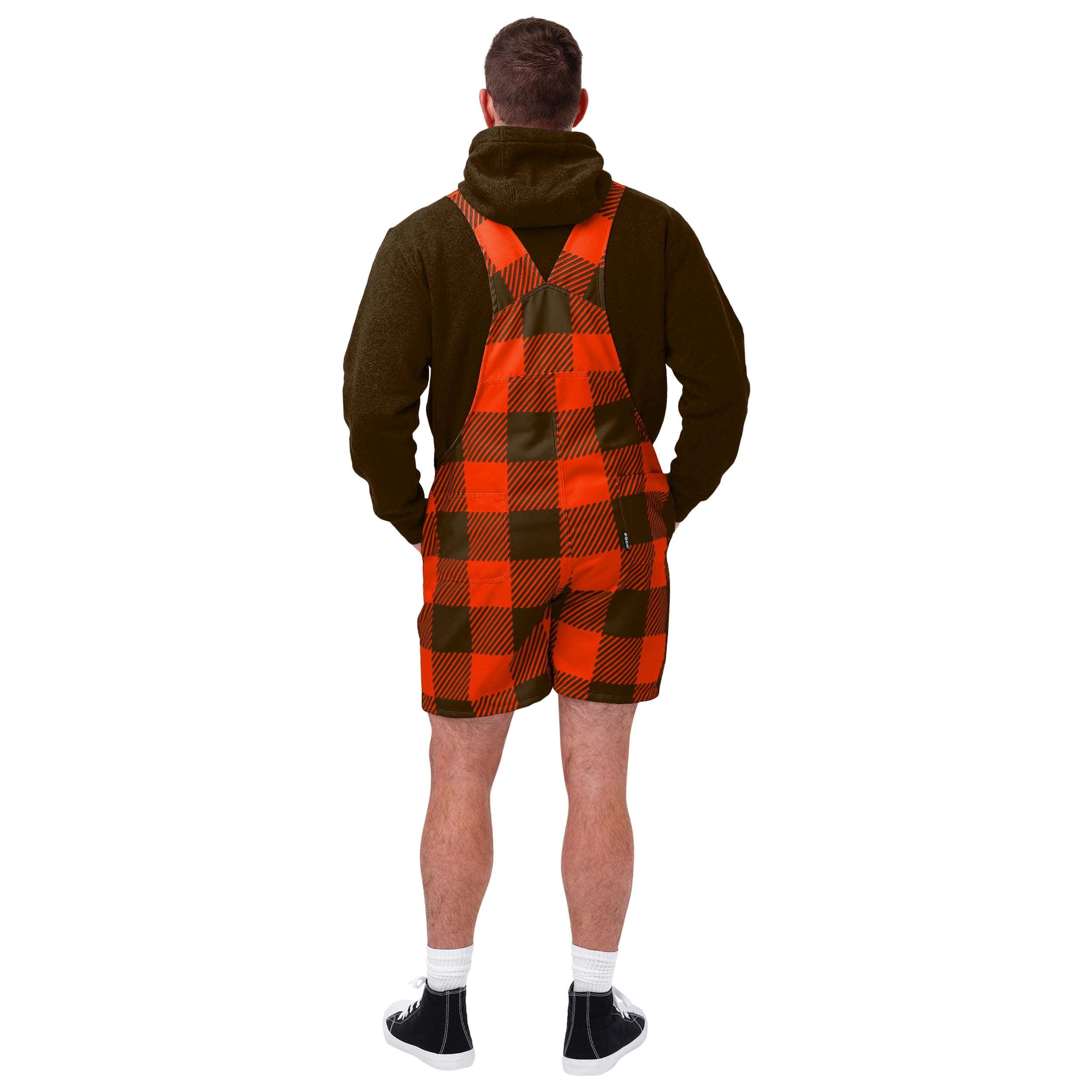 Cleveland Browns NFL Mens Plaid Bib Shortalls - Image 2