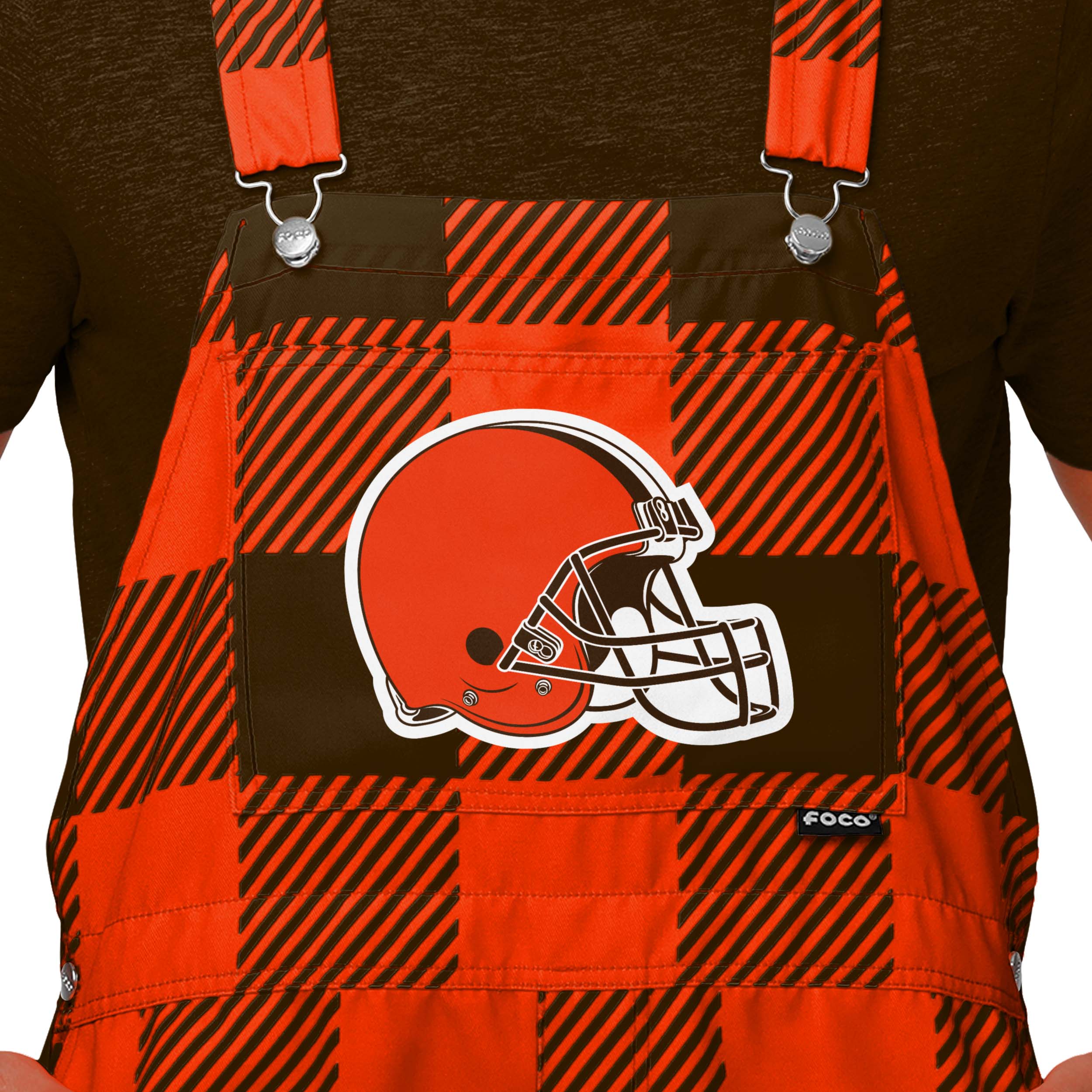 Cleveland Browns NFL Mens Plaid Bib Shortalls - Image 4