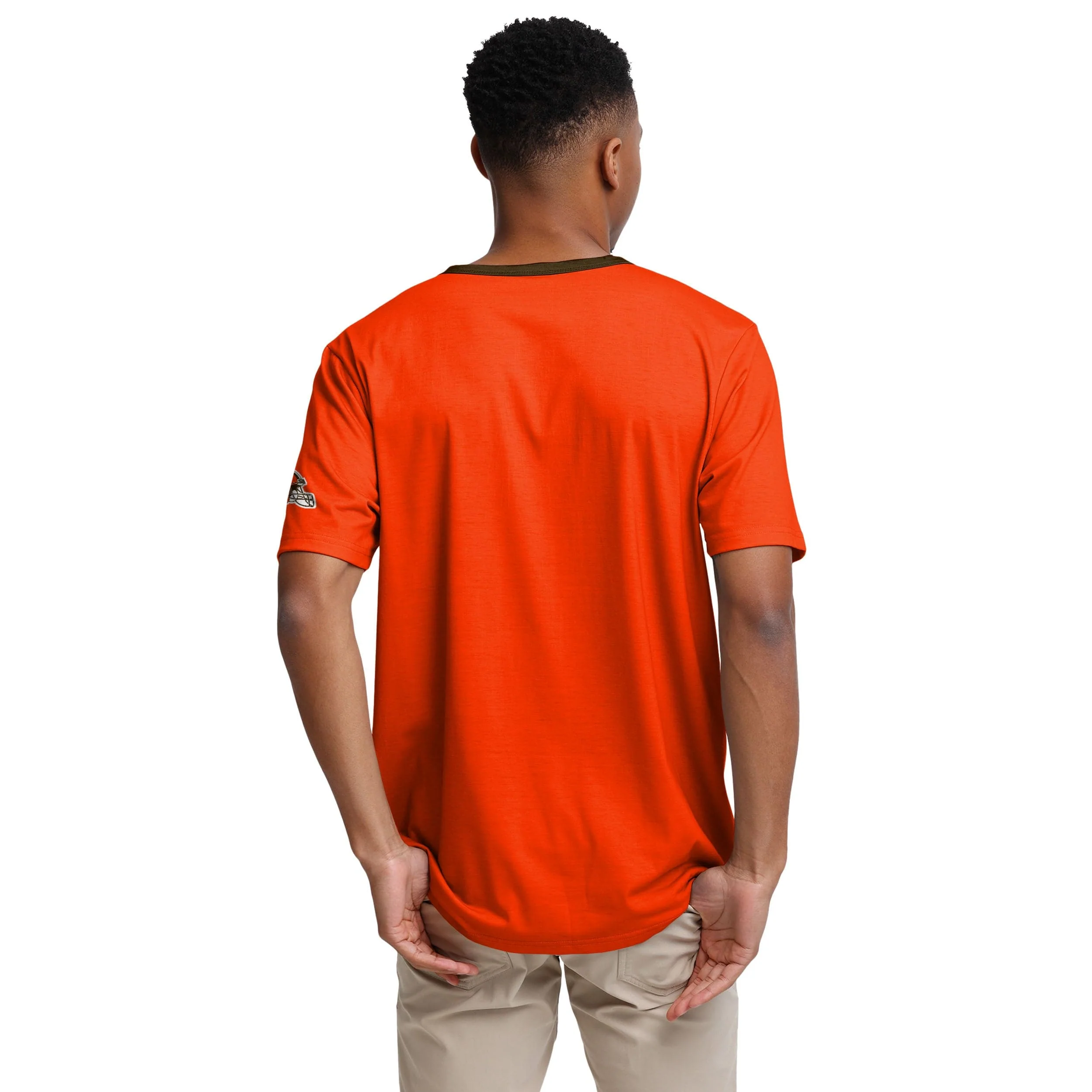 Cleveland Browns NFL Mens Solid Wordmark Short Sleeve Henley - Image 3