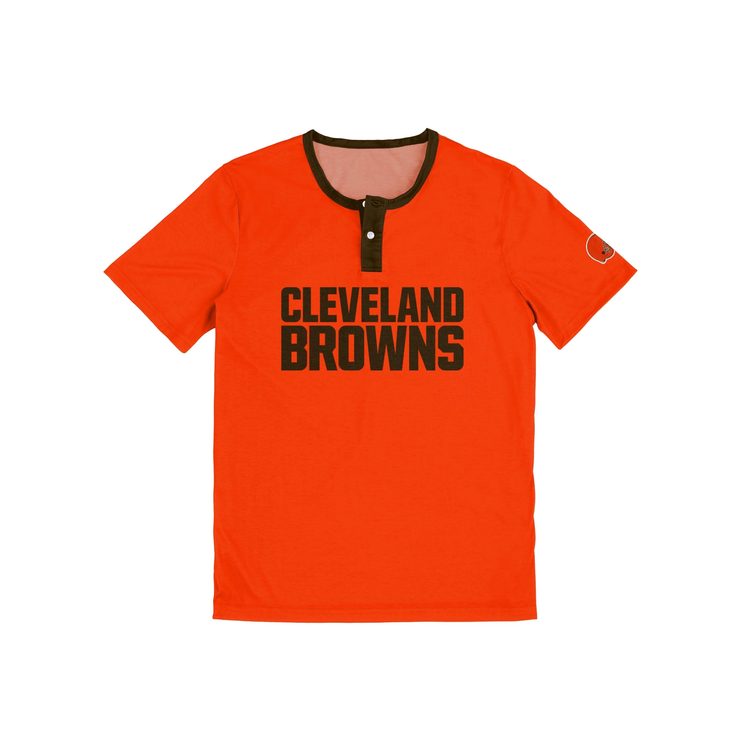 Cleveland Browns NFL Mens Solid Wordmark Short Sleeve Henley - Image 4