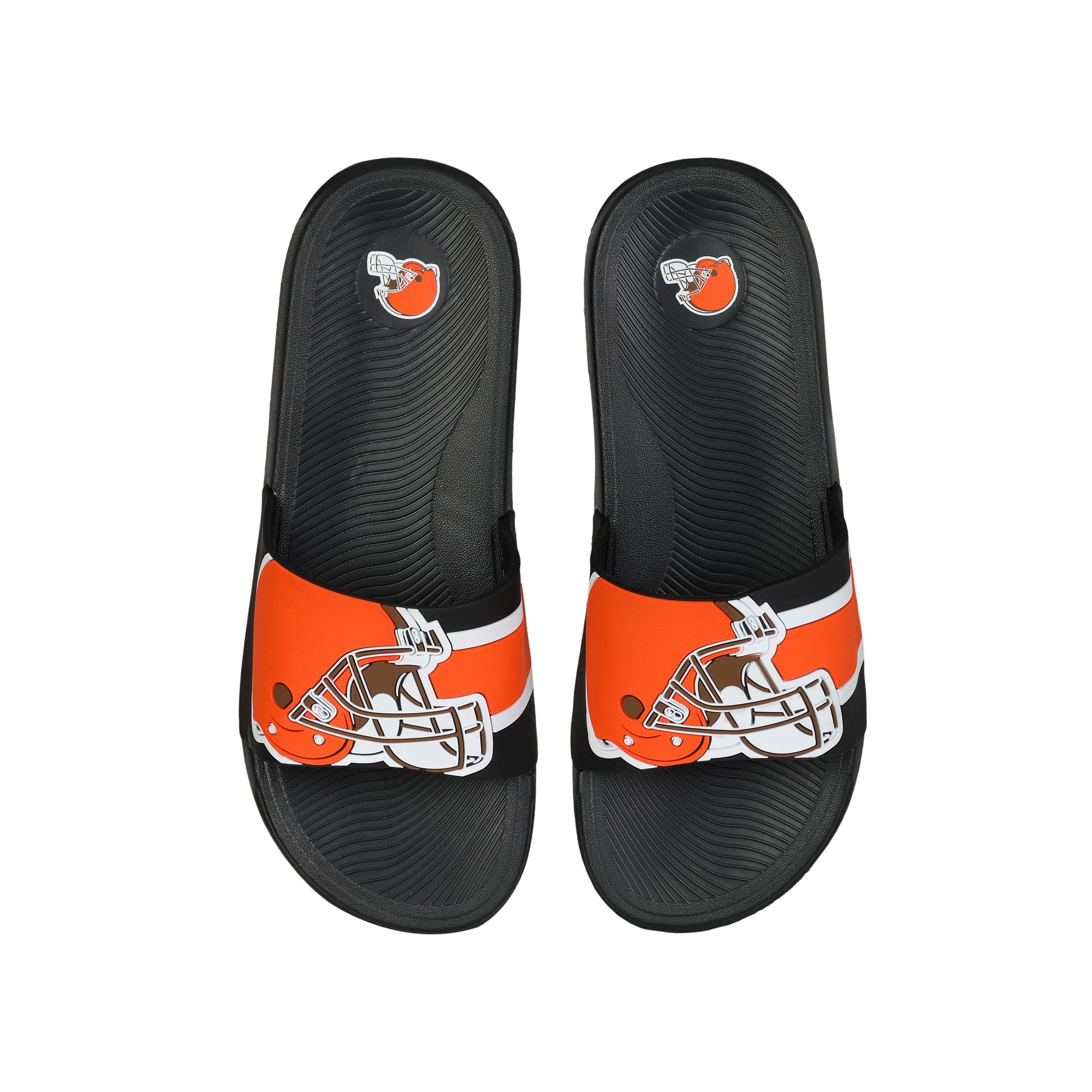Cleveland Browns NFL Mens Striped Big Logo Raised Slide - Image 2