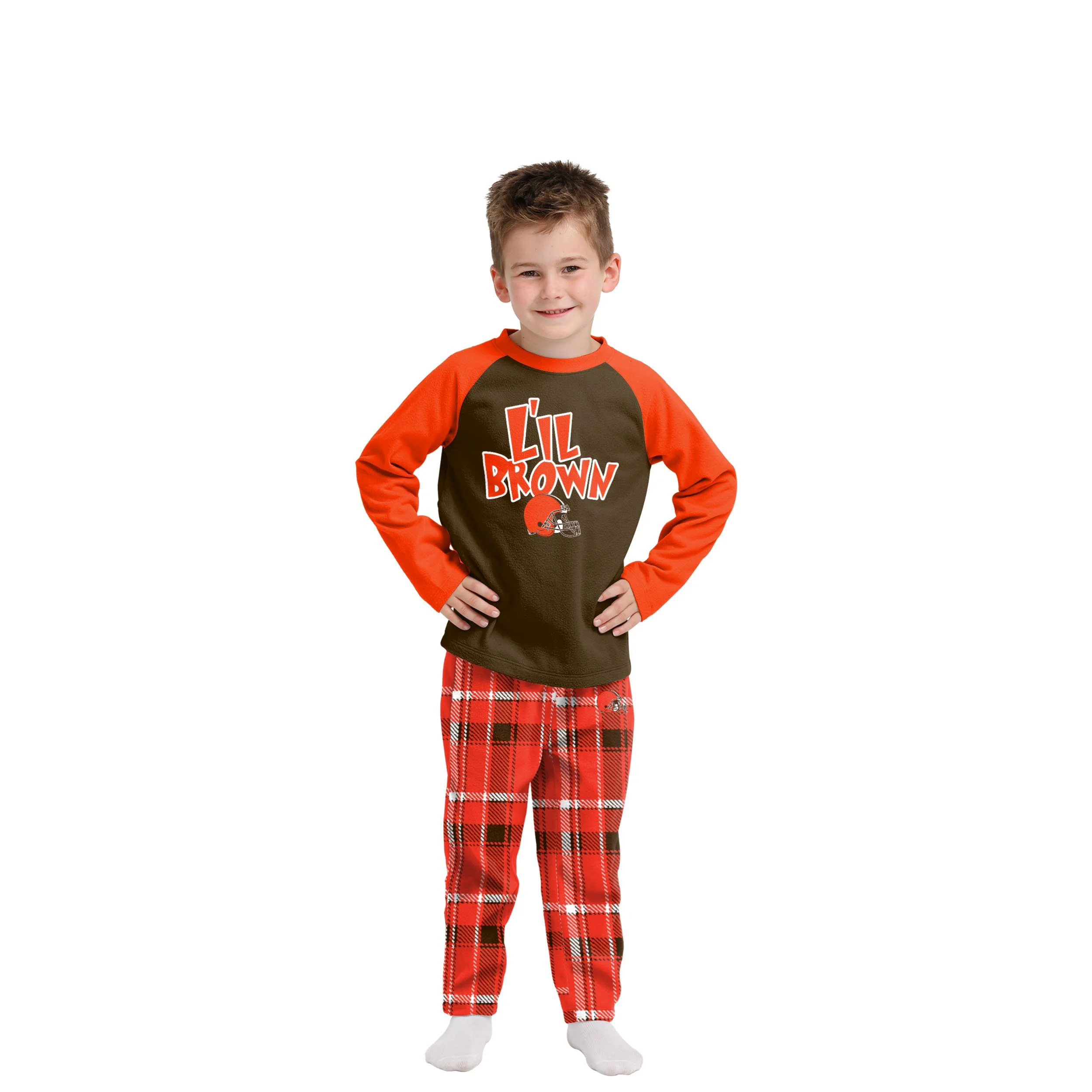 Cleveland Browns NFL Plaid Family Holiday Pajamas - Image 3