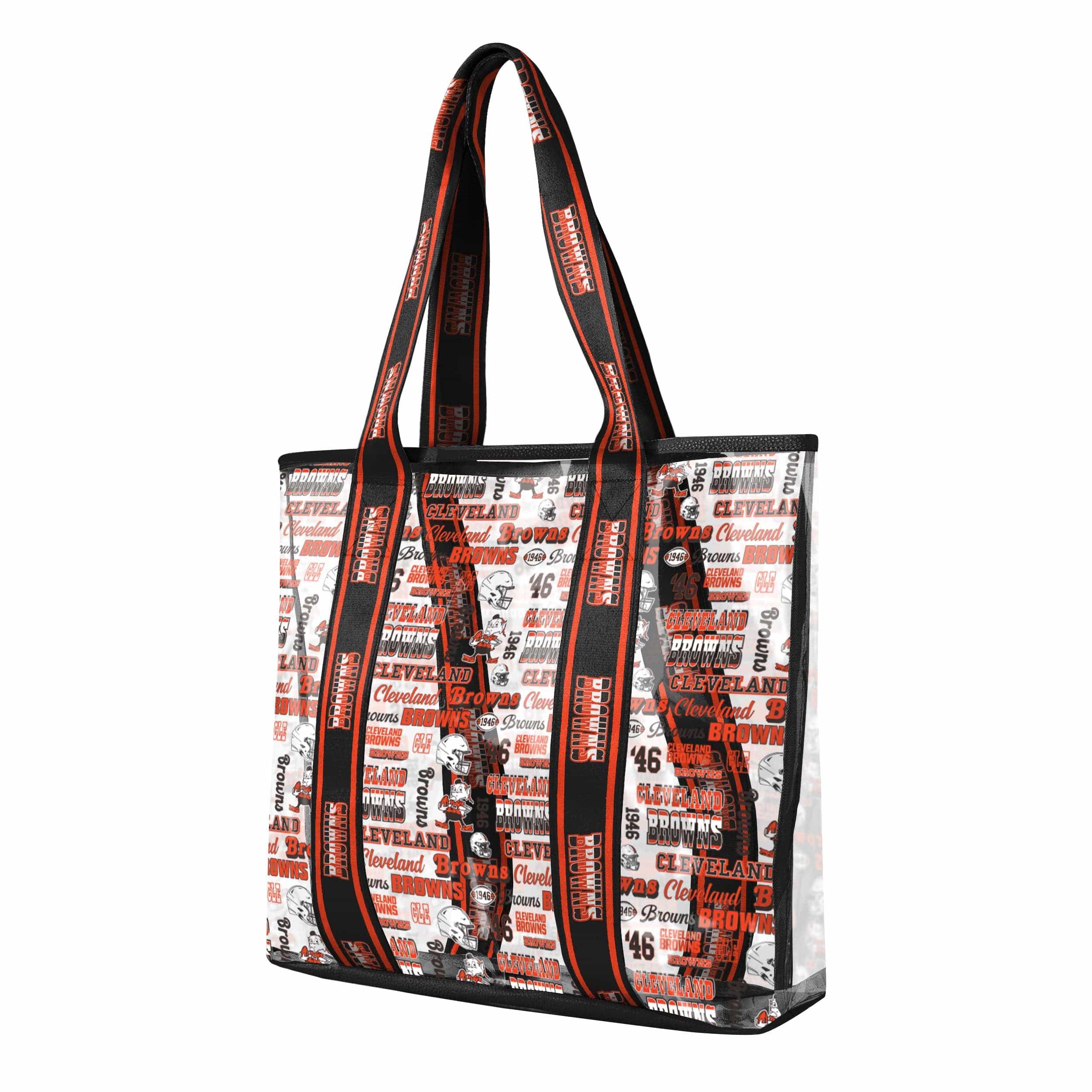 Cleveland Browns NFL Repeat Retro Print Clear Tote Bag - Image 2