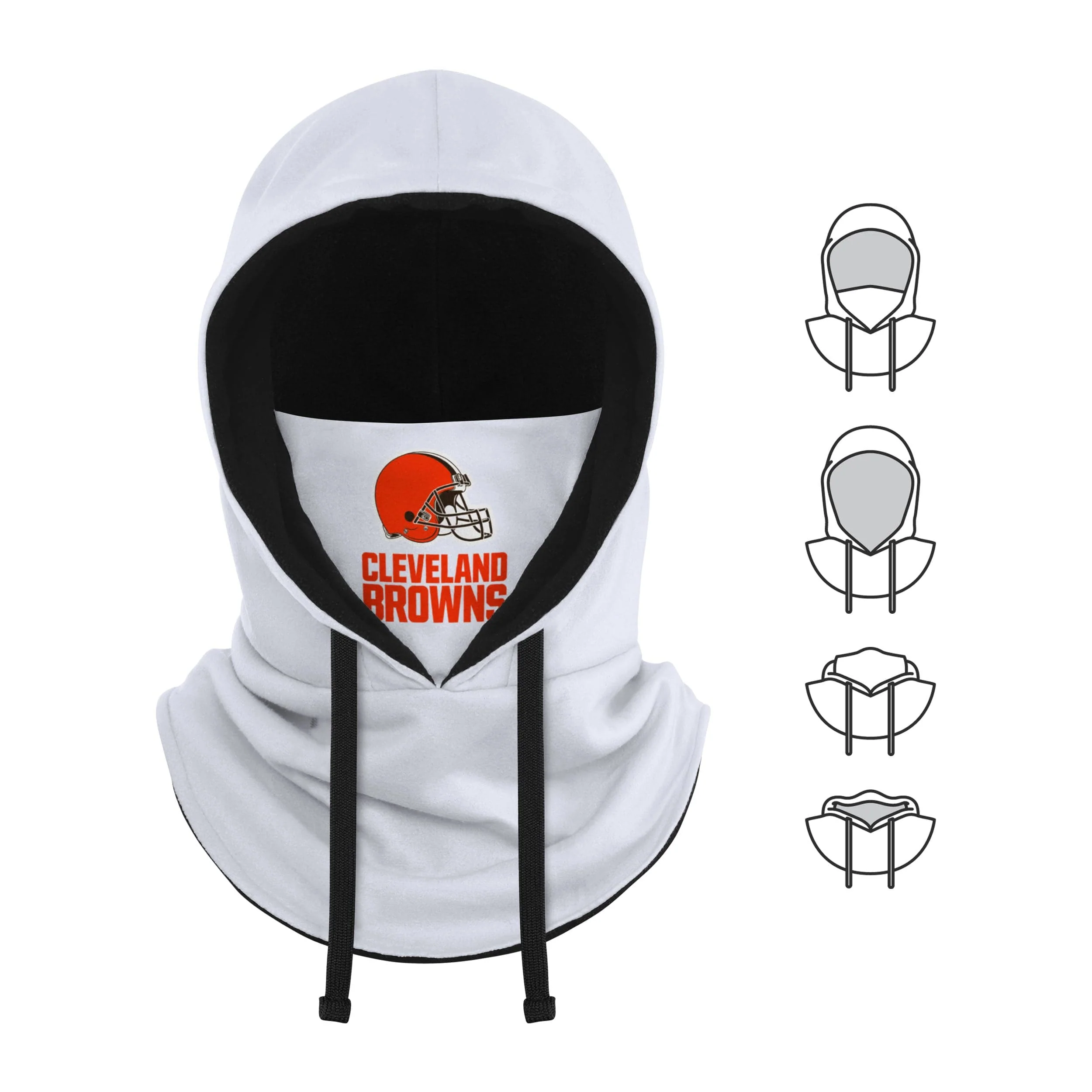 Cleveland Browns NFL White Drawstring Hooded Gaiter - Image 5