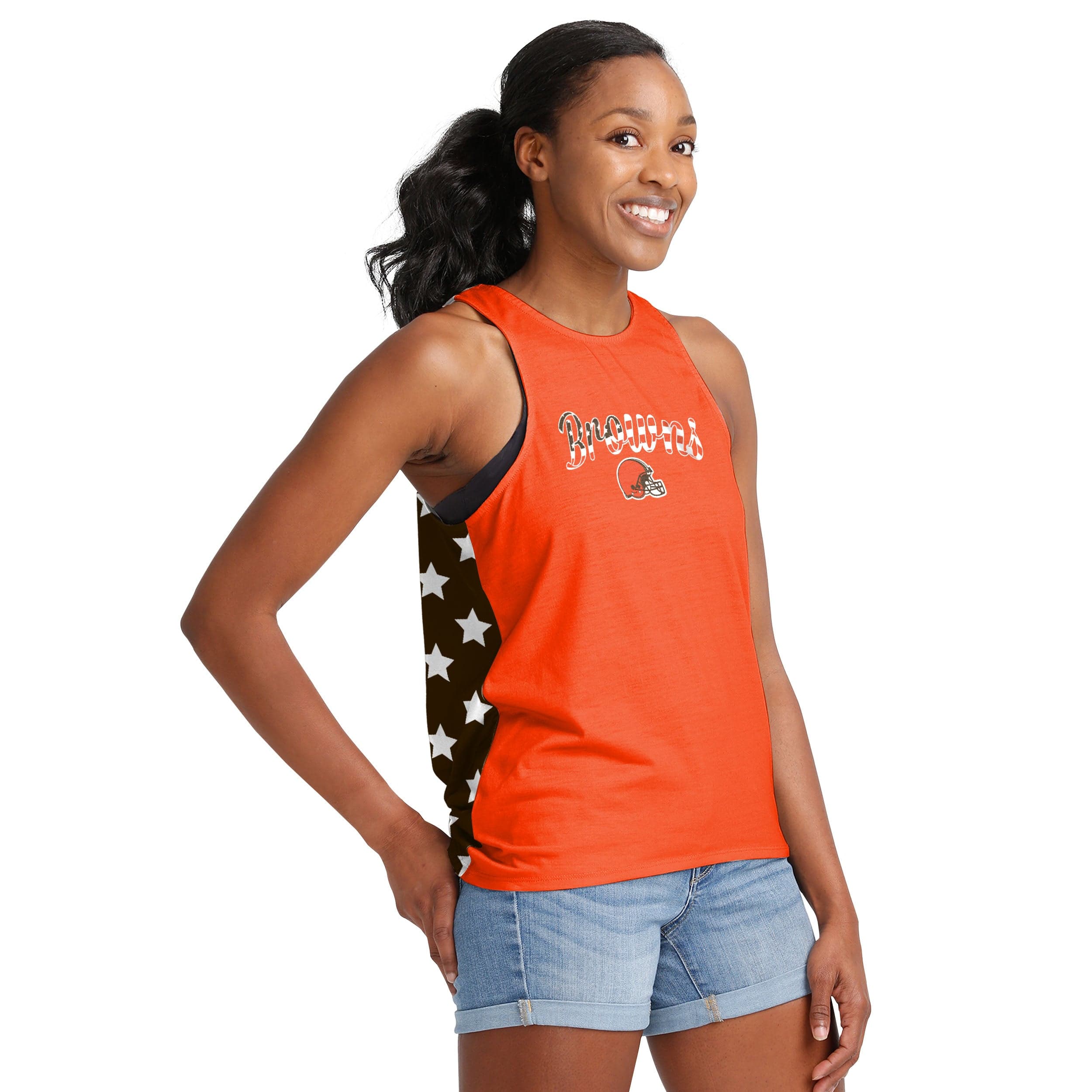 Cleveland Browns NFL Womens Americana Tie-Breaker Sleeveless Top - Image 2