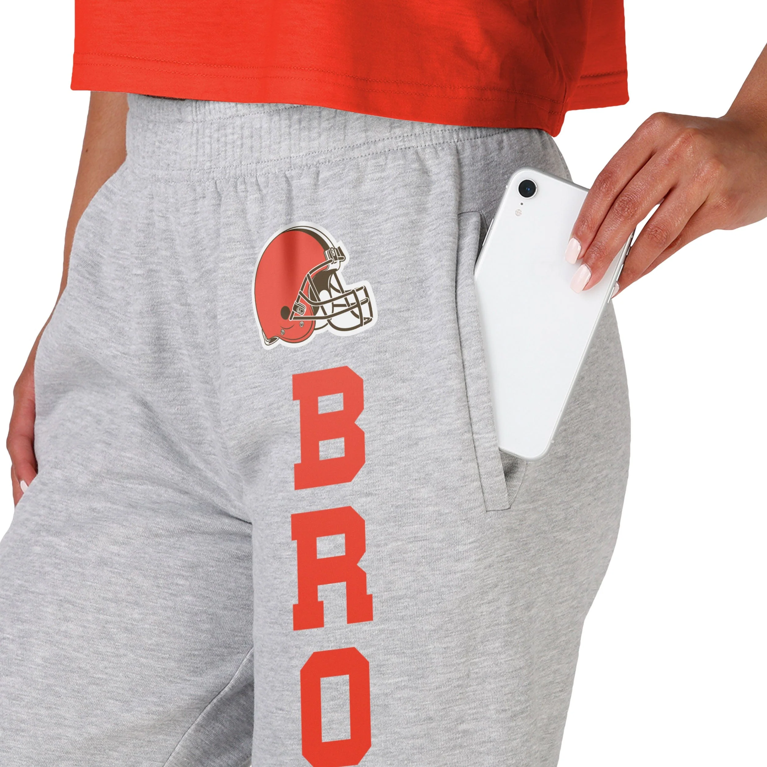 Cleveland Browns NFL Womens Big Wordmark Gray Sweatpants - Image 2