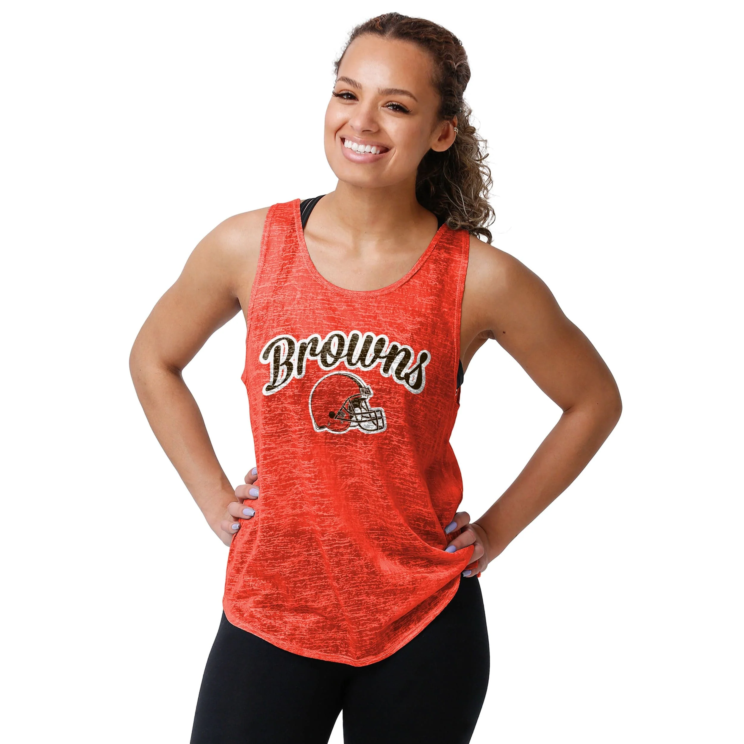 Cleveland Browns NFL Womens Burn Out Sleeveless Top - Image 2