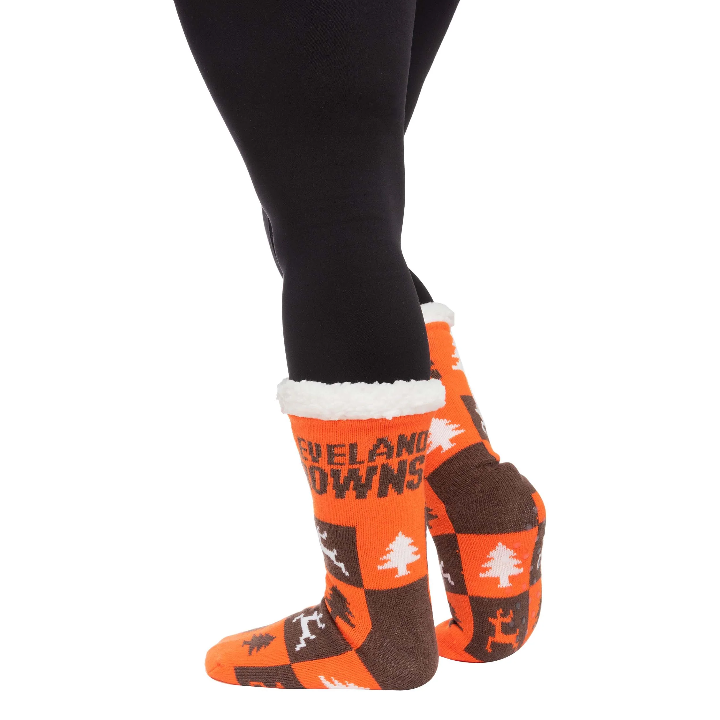 Cleveland Browns NFL Womens Fan Footy 3 Pack Slipper Socks - Image 2