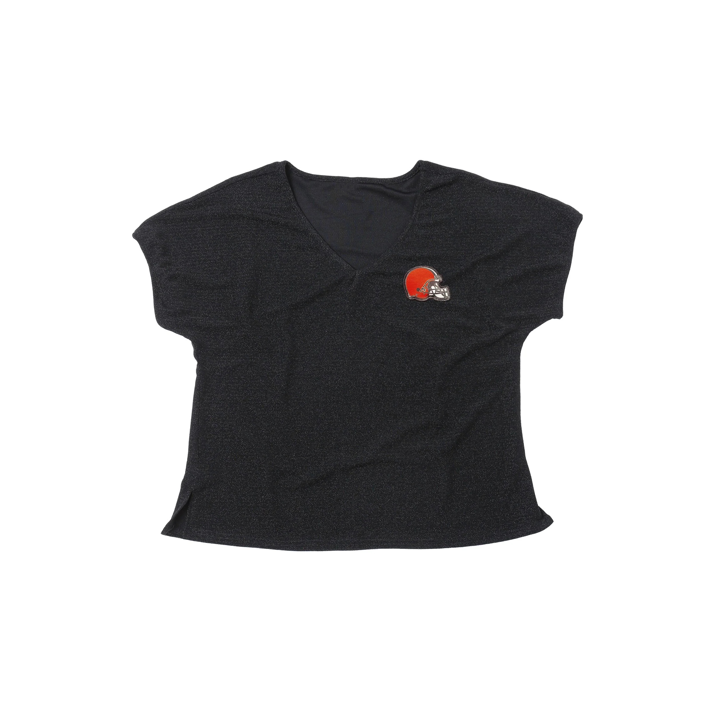 Cleveland Browns NFL Womens Gametime Glitter V-Neck T-Shirt - Image 5