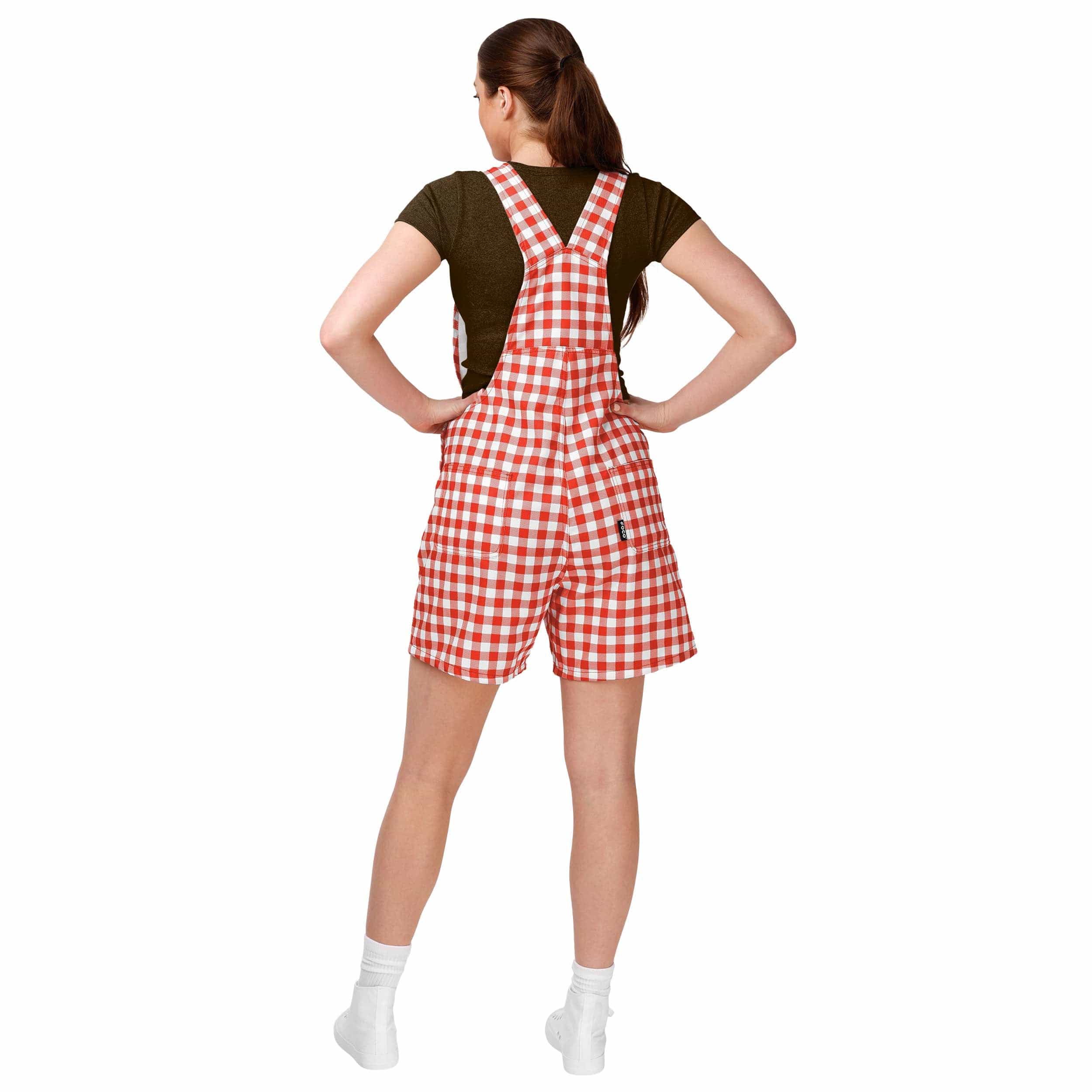 Cleveland Browns NFL Womens Gingham Check Bib Shortalls - Image 2
